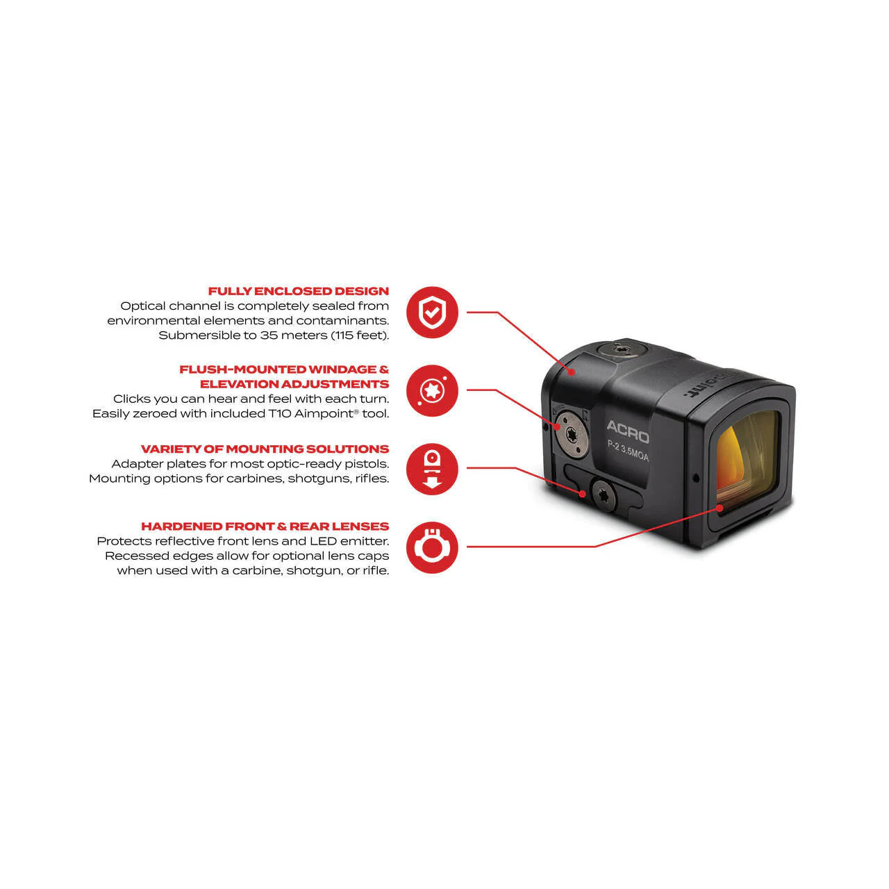 Aimpoint ACRO P-2 Red Dot Sight - 3.5 MOA - ACRO Footprint - FDE Color - Image 4