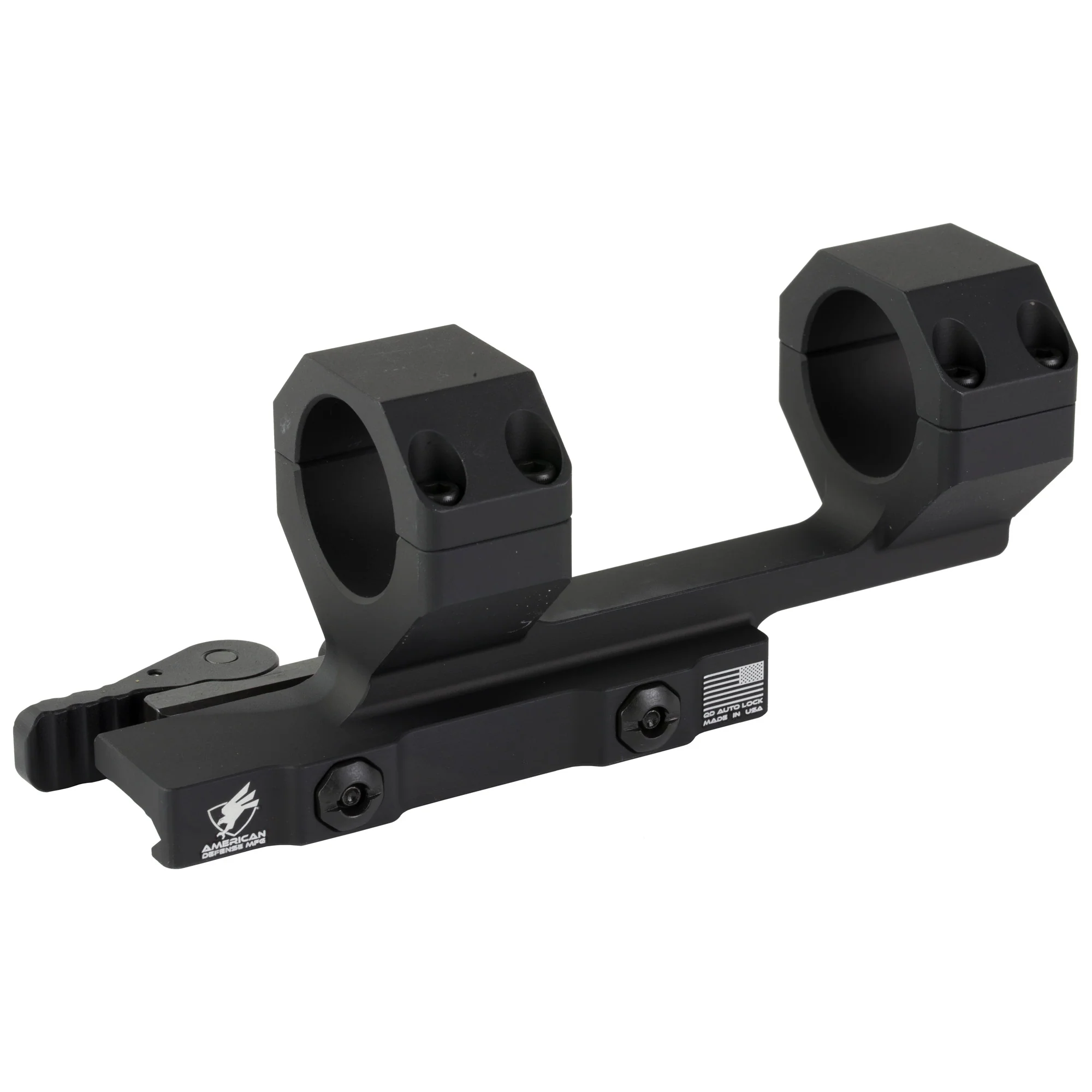 American Defense Mfg, 30mm Quick Detach Scope Rings, AR-15/M4, Black Anodized - AD-DELTA-C-30-STD