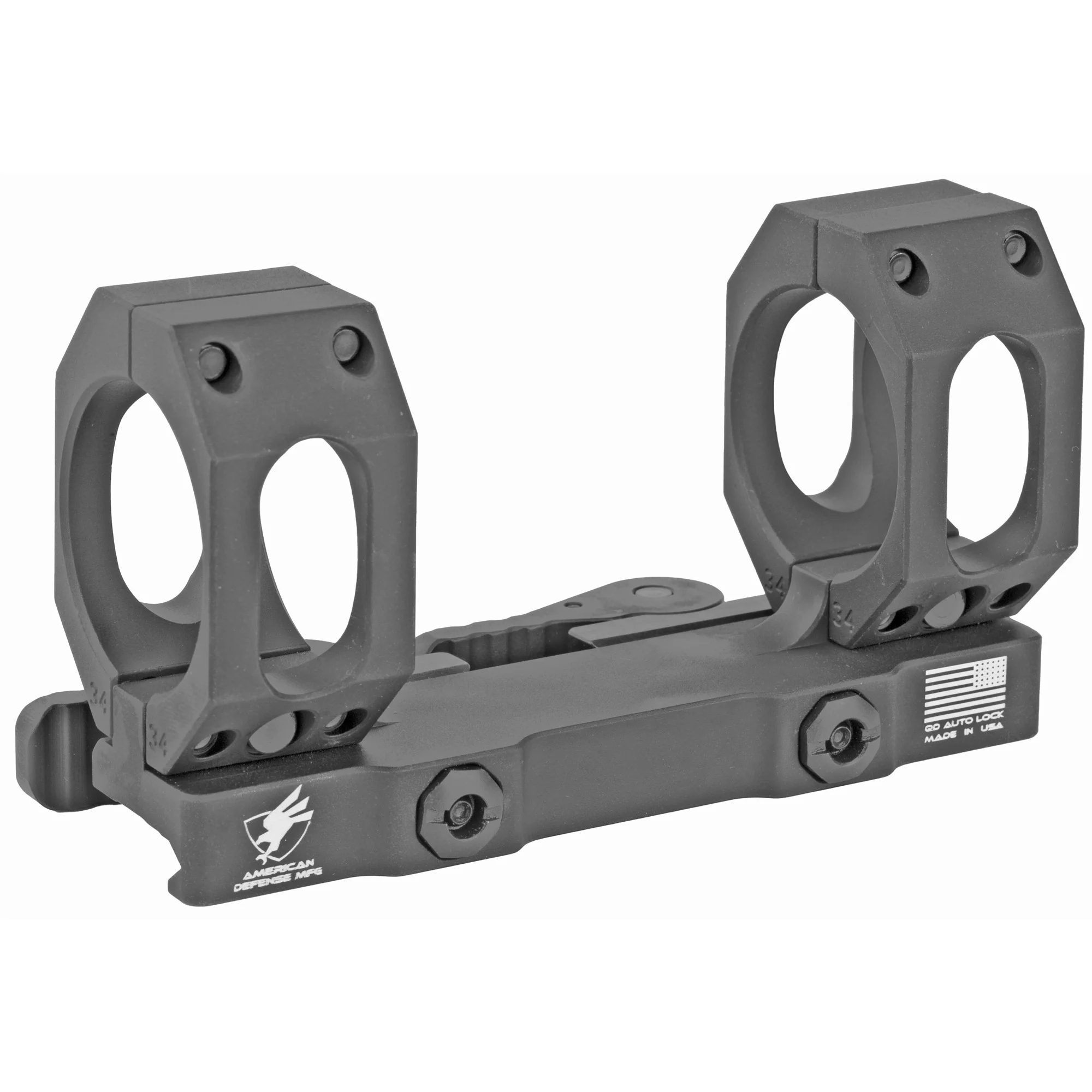 American Defense Mfg, 34mm Medium Quick Detach Scope Rings, Picatinny, Black - AD-RECON-SL-34-STD