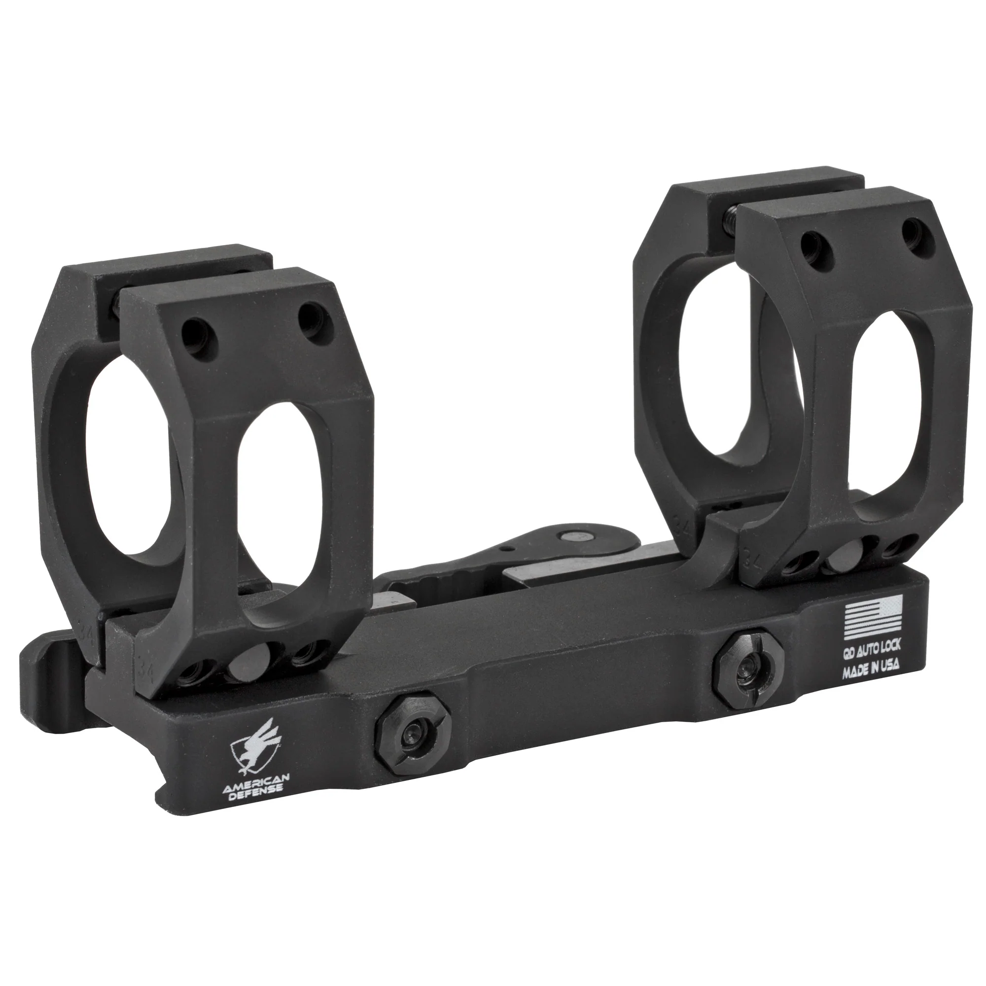 American Defense Mfg, 34mm Quick Detach Scope Rings, Black - AD-RECON-SL-34-TAC