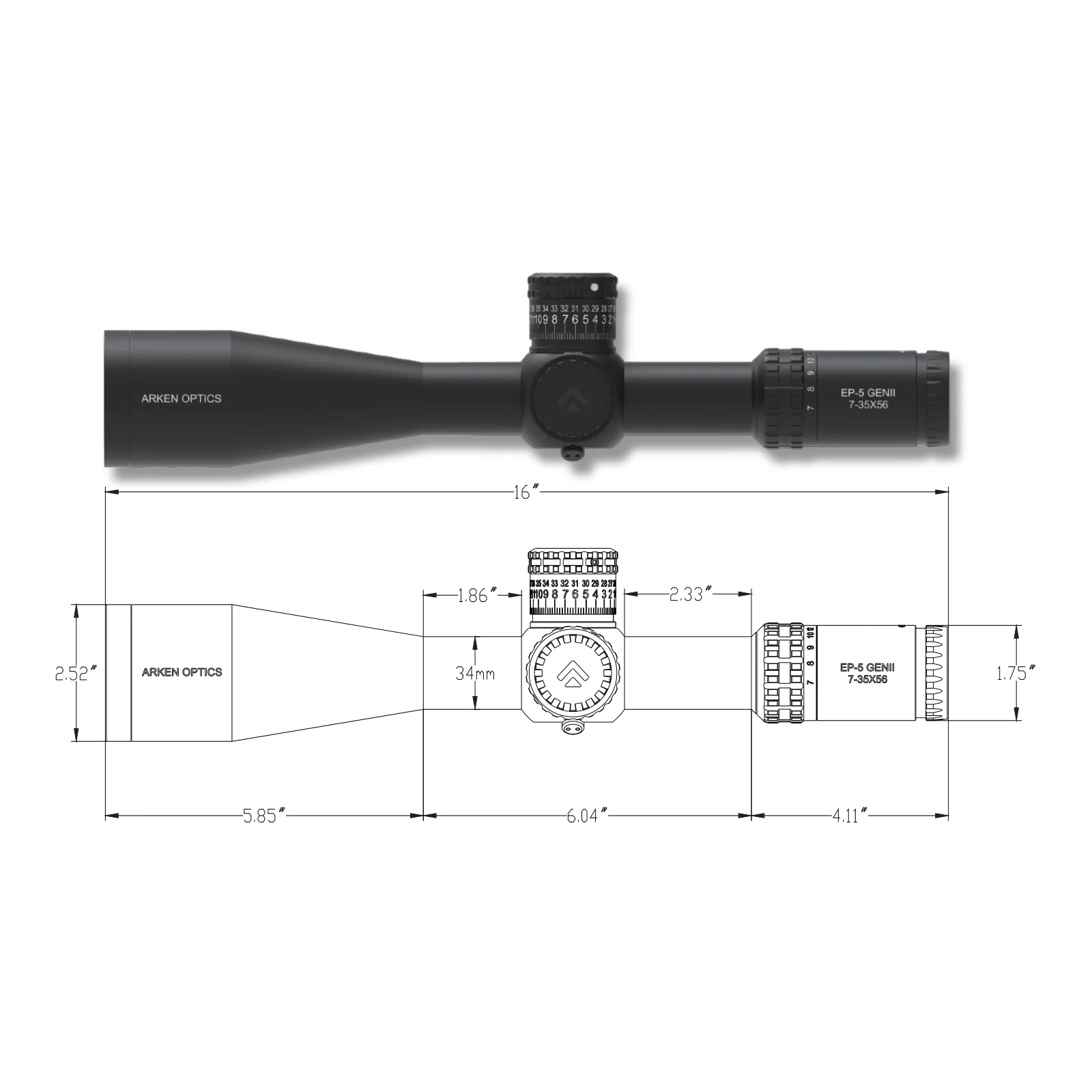 Arken Optics EP-5 7-35X56 Gen 2 FFP Illuminated VPR - Zero Stop - 34mm Tube - Image 3