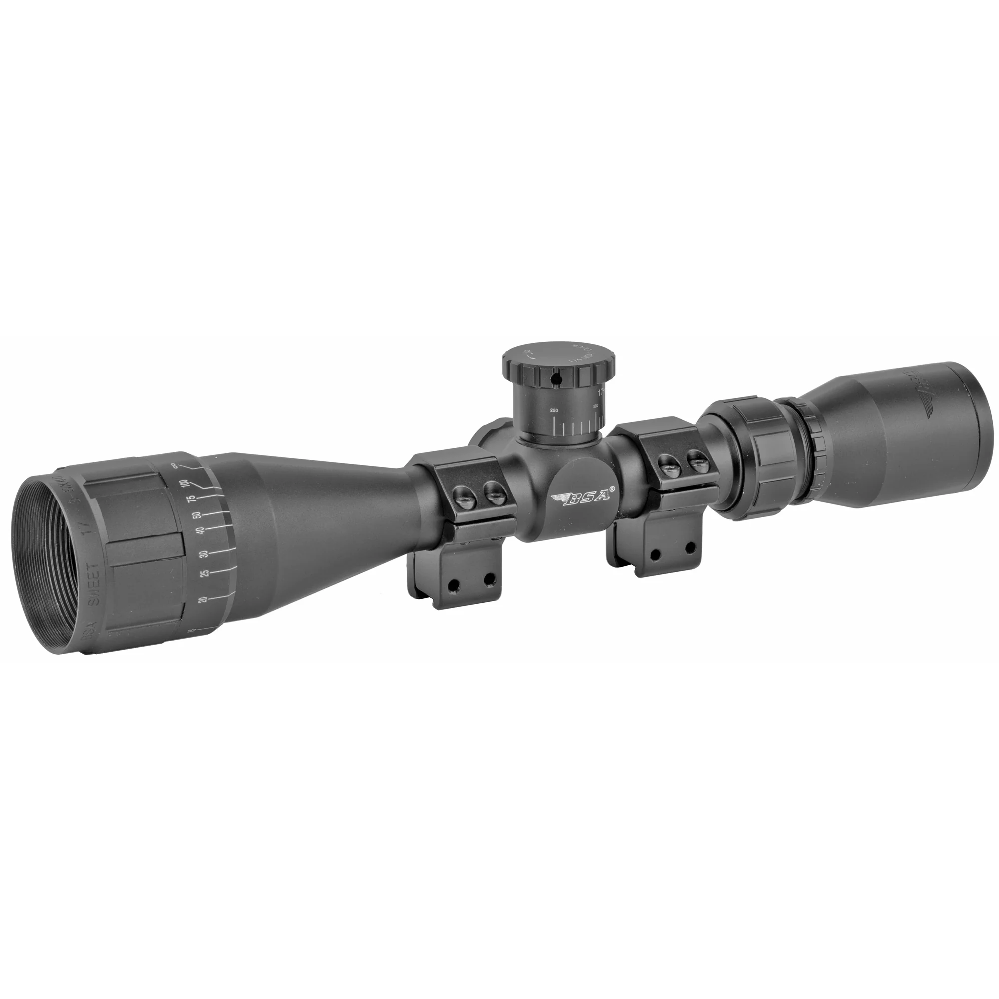 BSA Optics Sweet 17 AO 3-9x40mm .17 HMR Duplex Riflescope w/ Dovetail Rings - BSA17-39X40AOWRTB