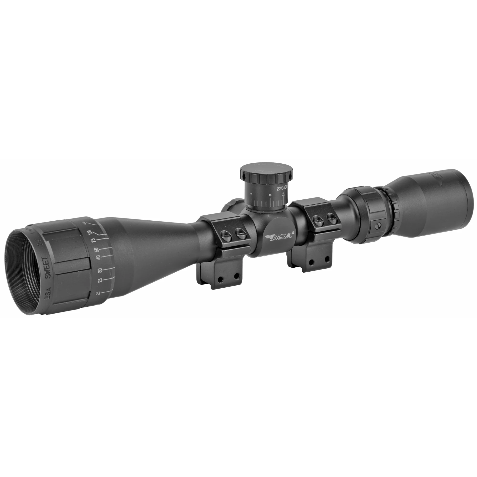 BSA Optics Sweet 22 4-12x40mm AO Rifle Scope with 1-Inch Tube - BSA22-412X40AOWRTB