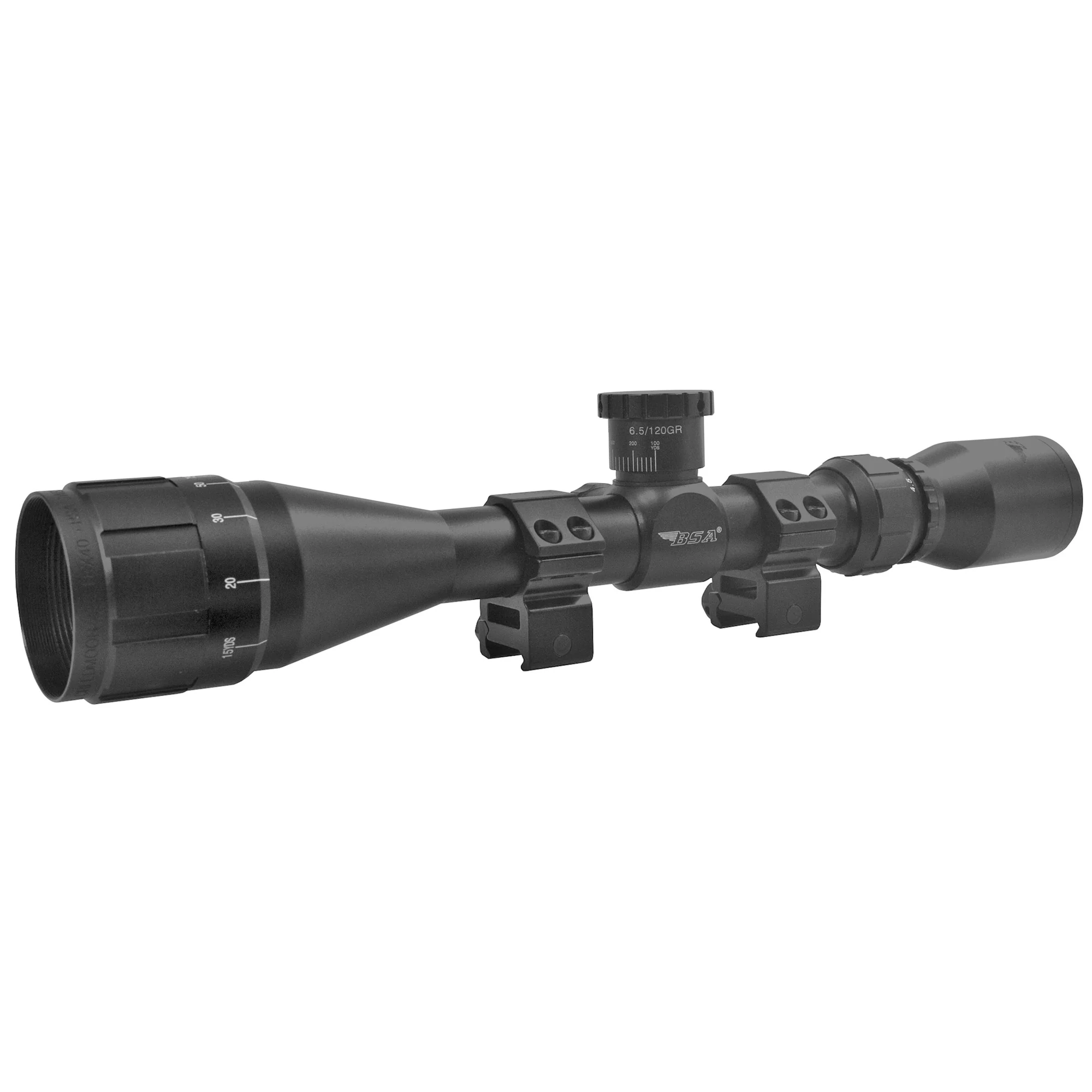 BSA Optics Sweet 6.5 Creedmoor 4.5-18x40mm AO Rifle Scope with Weaver Rings - BSA65-4518X40AOWRTB