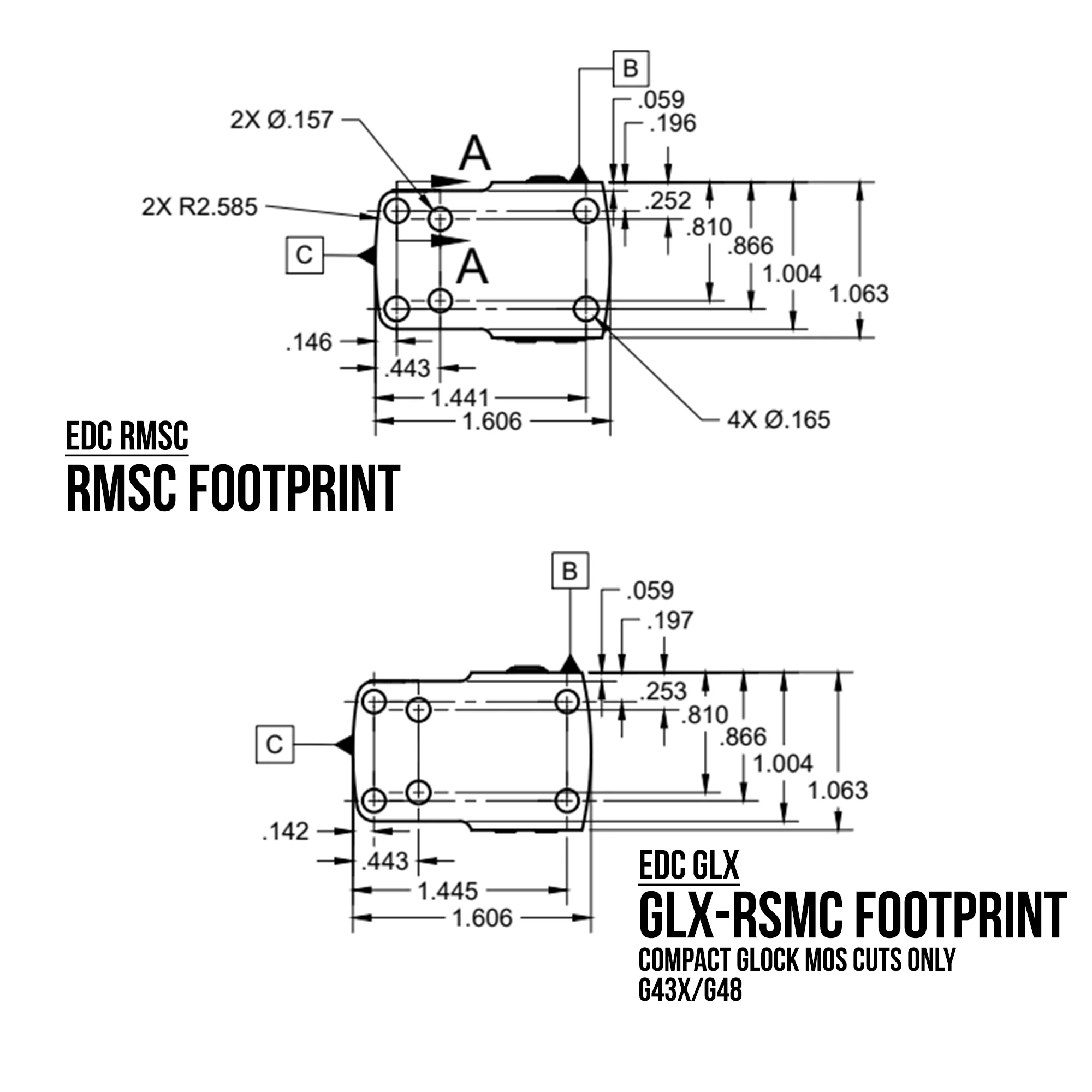 C&H EDC Enclosed Multi-Reticle System Red Dot Sight, RMSc Footprint - Image 5
