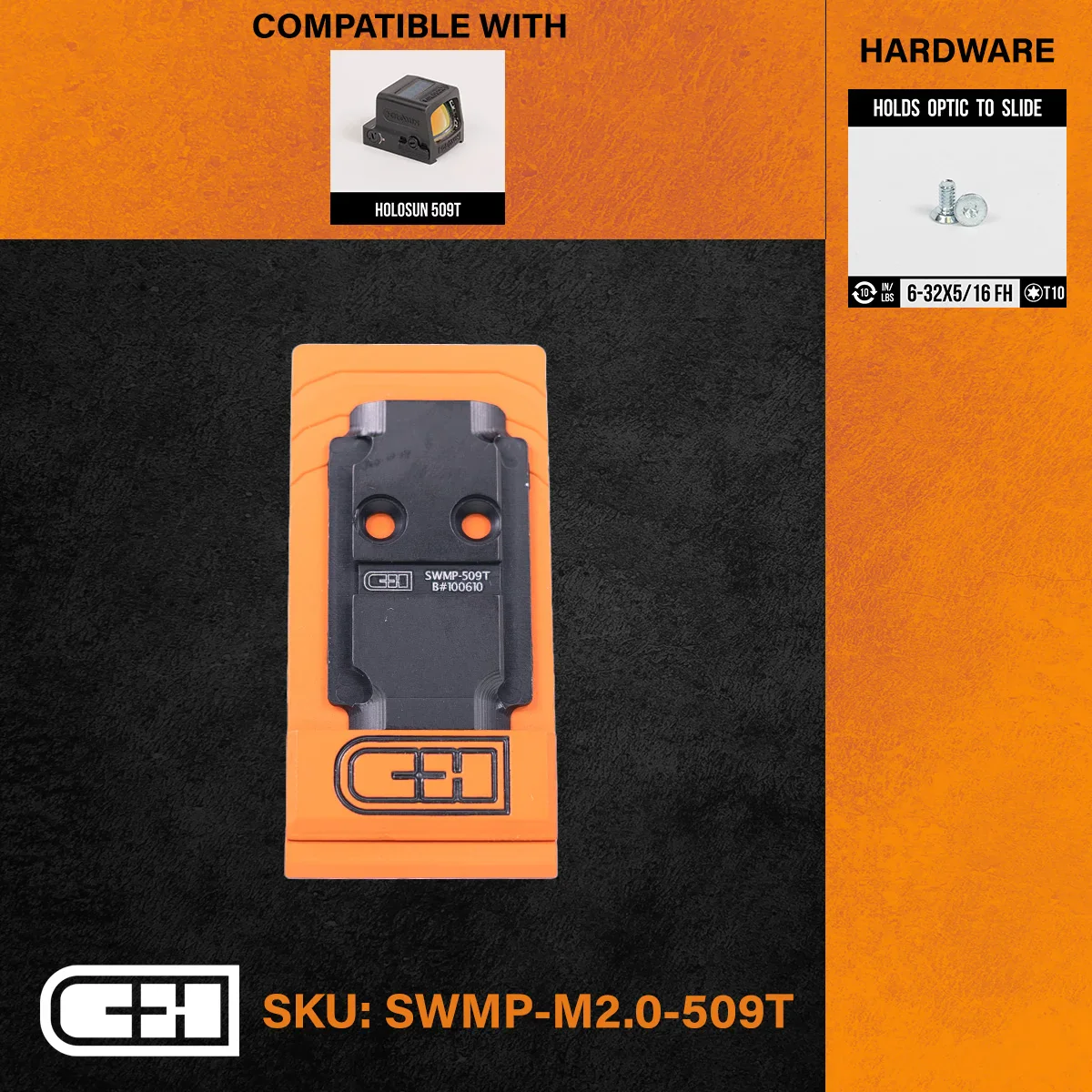 S&W M&P 2.0 to Holosun 509T Adapter Plate - Aluminum - CHPWS - Image 2