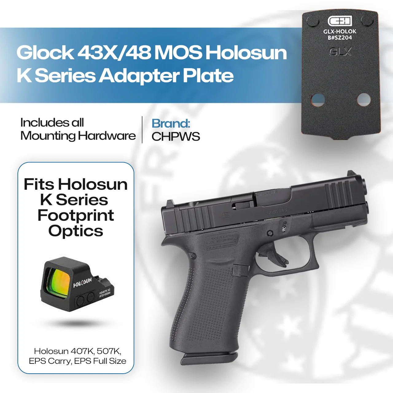 Glock 43x/48 MOS to Holosun 407K/507K Adapter Plate - CHPWS - GLX-HOLOk