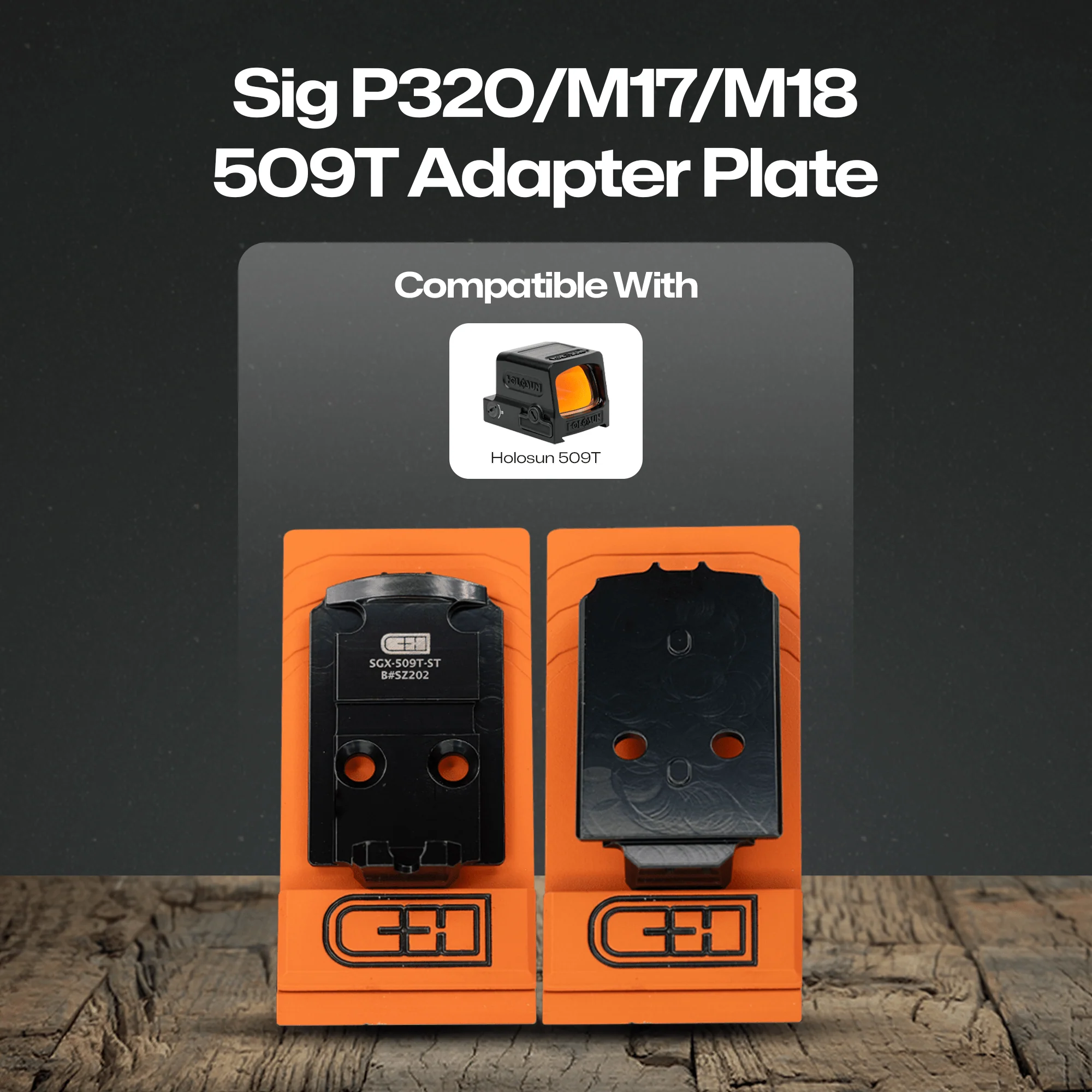 Sig P320 Romeo 1 Pro Slide and without Rear Dovetail Sights Attached to Holosun 509T Adapter Plate for - CHPWS - SGX-509T-ST - Image 2
