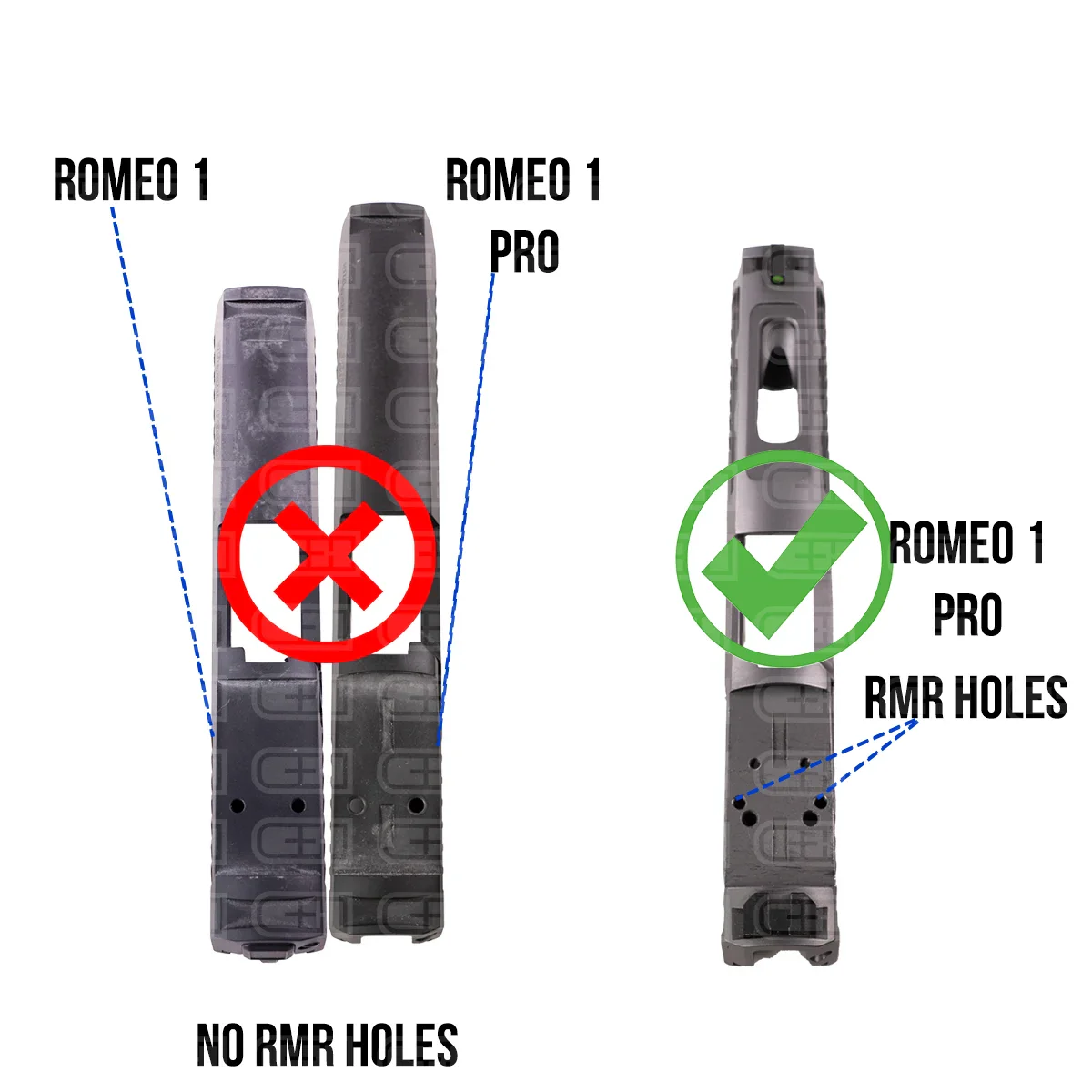 Sig P320 Filler Plate for Romeo 1 Pro Slides that have RMR Holes and have Rear Dovetail Sights Attached to slide - SGRX-RSH-FIL - Image 2