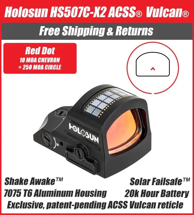 OPEN BOX [LIKE NEW] Holosun 507C X2 Red Dot ACSS Vulcan Reticle - Image 7
