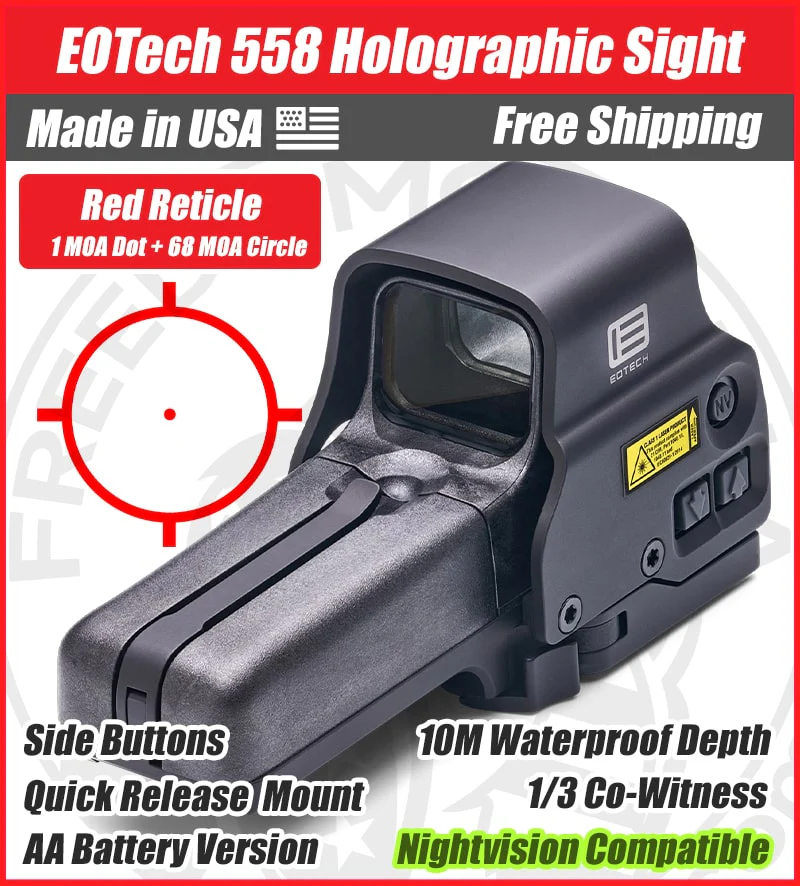 OPEN BOX [LIKE NEW]  EOTech 558 Holographic Red Dot Sight, 1 MOA Dot, 68 MOA Outer Ring, Quick Release Mount, NV Modes - 558.A65