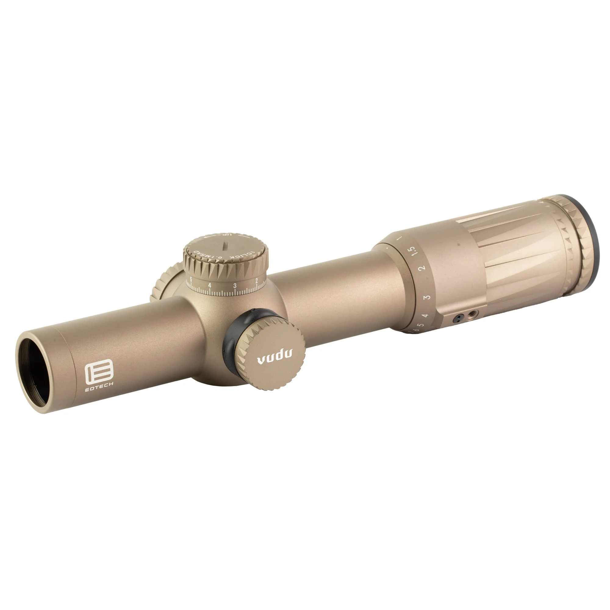 EOTech Vudu 1-10x28mm 34mm FFP Illuminated SR5 MRAD Riflescope, Tan - EOVDU1-10FFSR5TAN