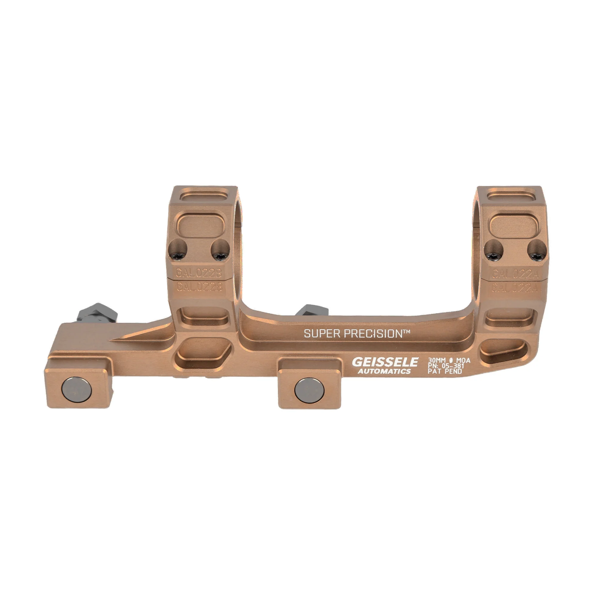 Geissele Automatics Super Precision, 30mm Scope Rings, AR-15/M4, Desert Tan Anodized - 05-381S