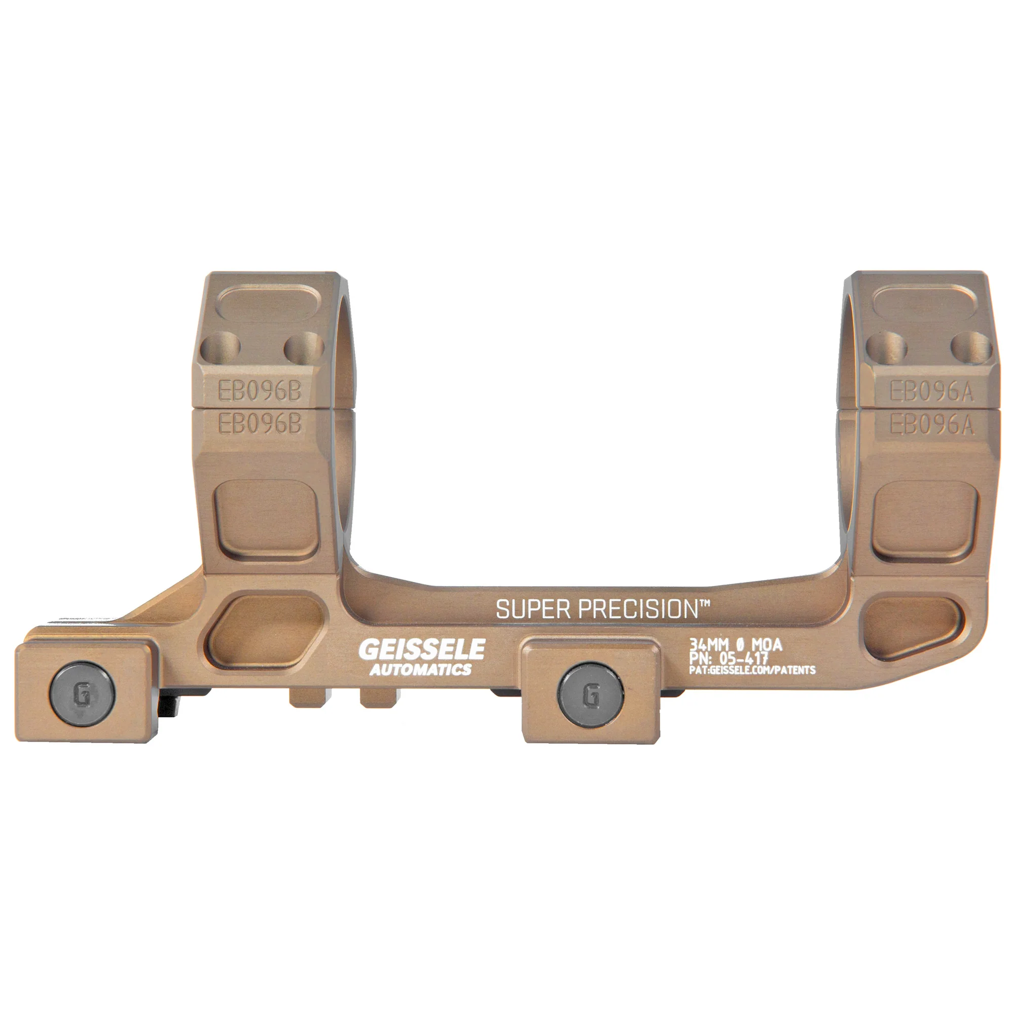 Geissele Automatics Super Precision, 34mm Scope Rings, AR-15/M4, Desert Tan Anodized - 05-417S