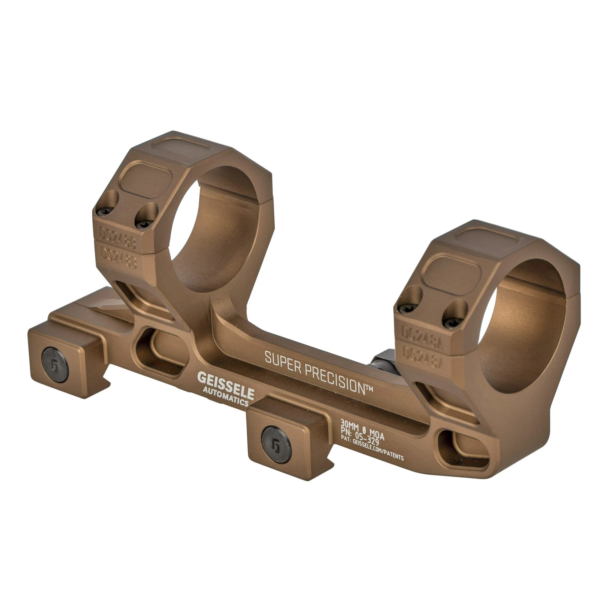 Geissele Automatics Super Precision, Scope Rings, AR-15/M4, Desert Tan Anodized - 05-329S