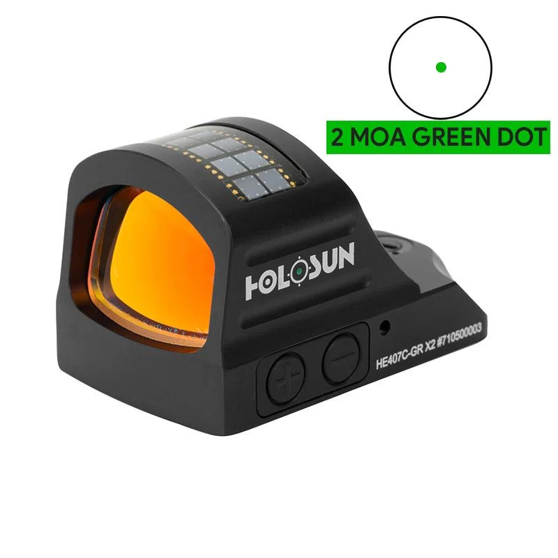 Holosun 407C X2 2 MOA Green Dot, RMR Footprint, Side Battery, Solar Failsafe - HE407C-GR-X2 - Image 13