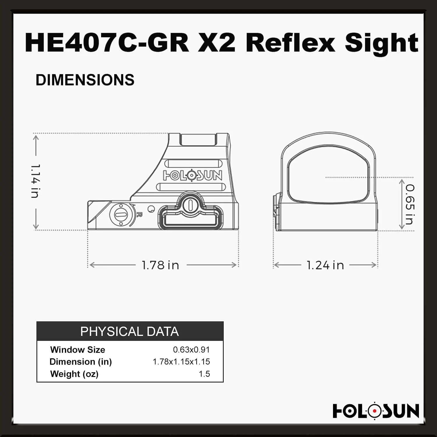 Holosun 407C X2 2 MOA Green Dot, RMR Footprint, Side Battery, Solar Failsafe - HE407C-GR-X2 - Image 7