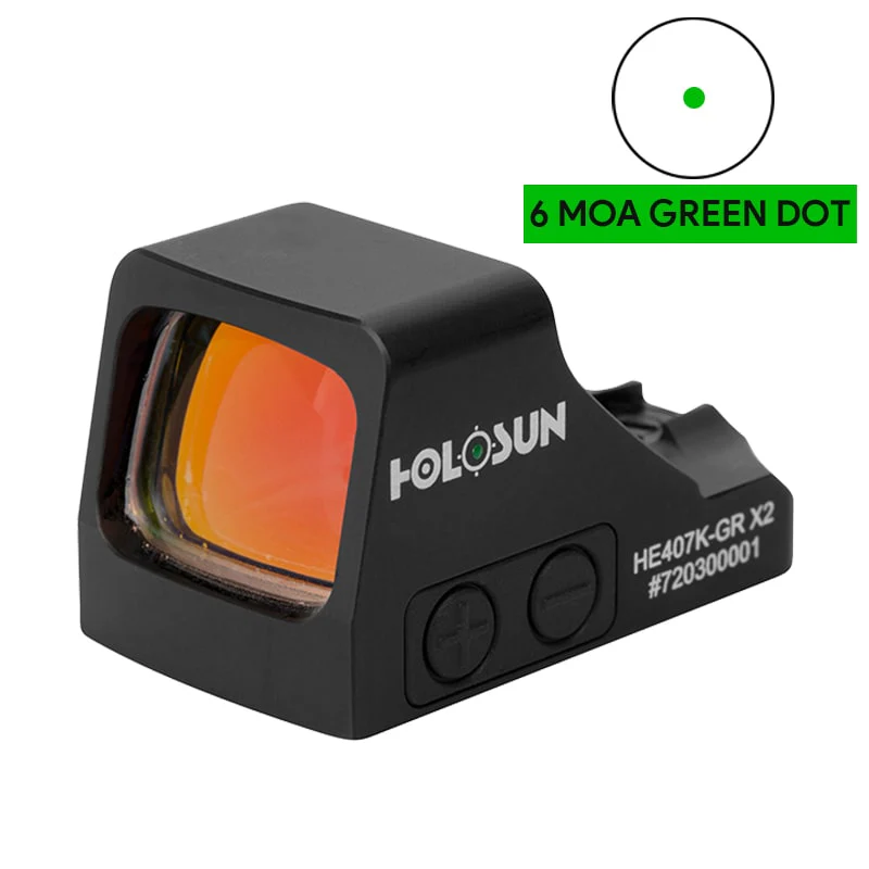 Holosun 407K X2 Green, 6 MOA Green Dot, K Series Footprint (Modified RMSc), Side Battery - HE407K-GR-X2 - Image 14