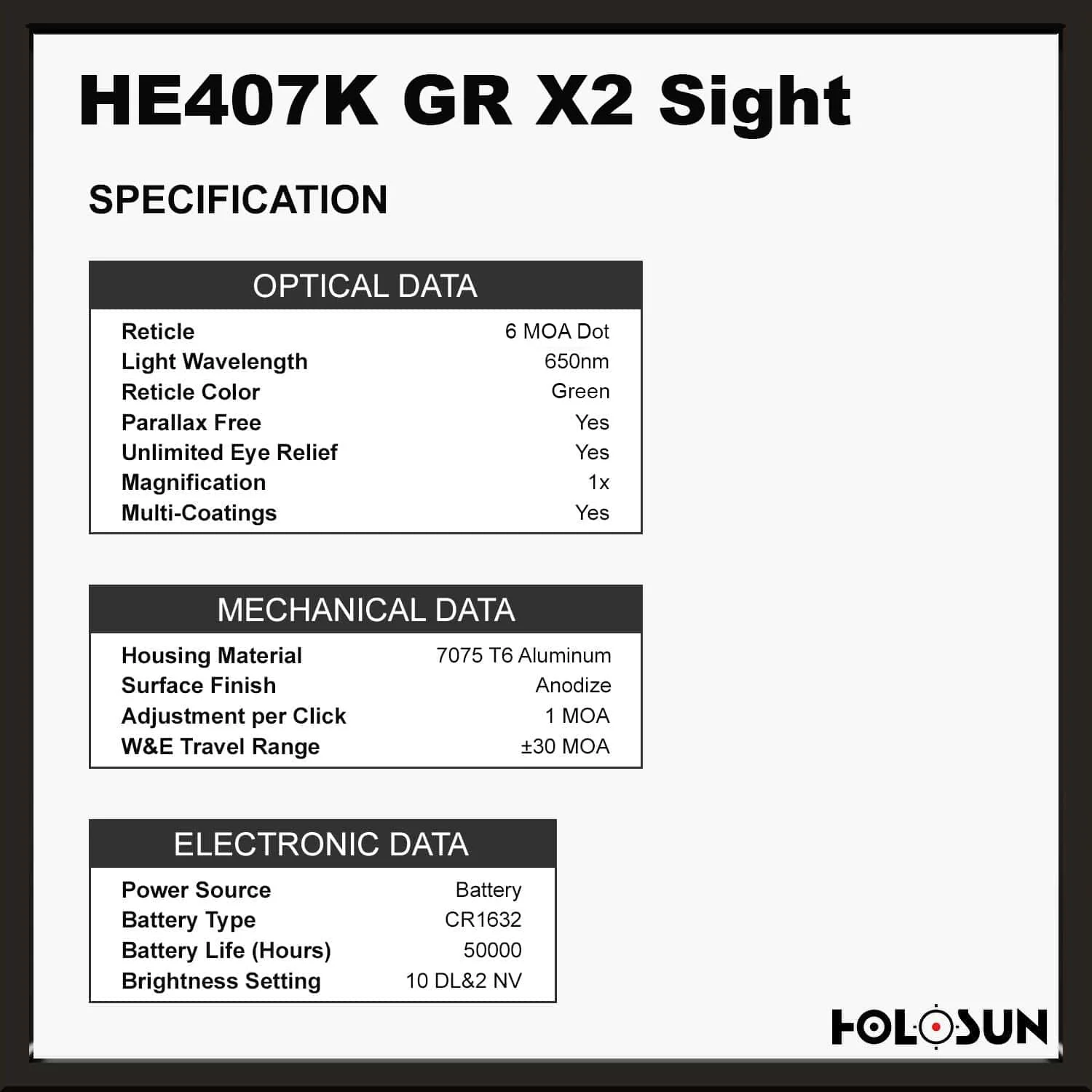 Holosun 407K X2 Green, 6 MOA Green Dot, K Series Footprint (Modified RMSc), Side Battery - HE407K-GR-X2 - Image 6