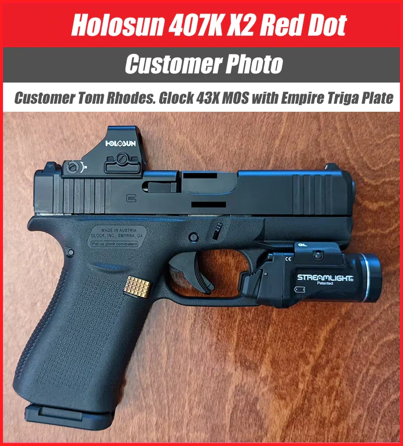 Holosun 407K X2 Red Dot, 6 MOA, K Series Footprint (Modified RMSc), Side Battery - HS407K-X2 - Image 3