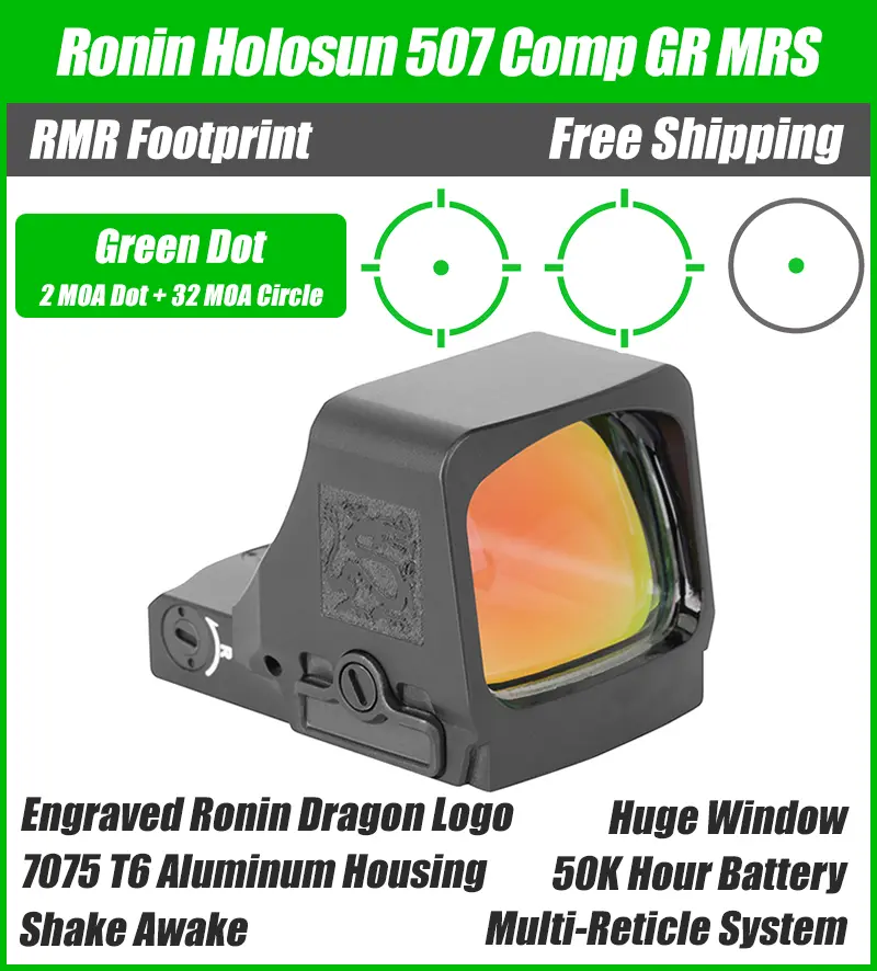 Holosun 507 Comp - Ronin Series - Red Dot - Green Dot - Engraved Ronin Dragon Logo - Image 2