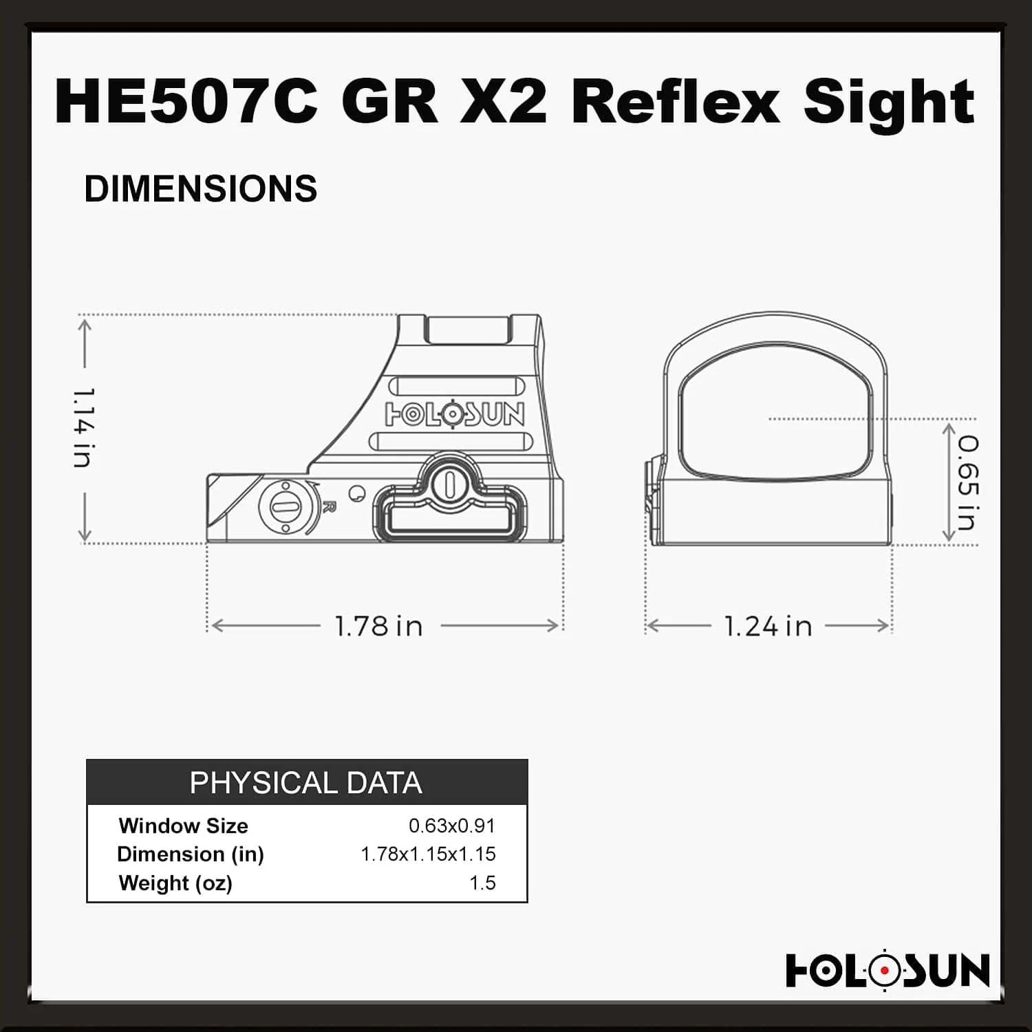 Holosun 507C Green X2, 32 MOA Ring & 2 MOA Green Dot, RMR Footprint, MRS Reticle, Side Battery, Solar Failsafe - HE507C-GR-X2 - Image 7
