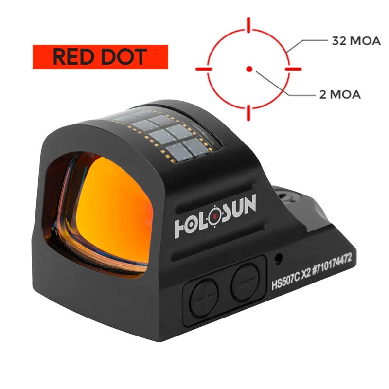 Holosun 507C X2, 32 MOA Ring & 2 MOA Red Dot, RMR Footprint, MRS Reticle, Side Battery, Solar Failsafe - HS507CX2 - Image 13