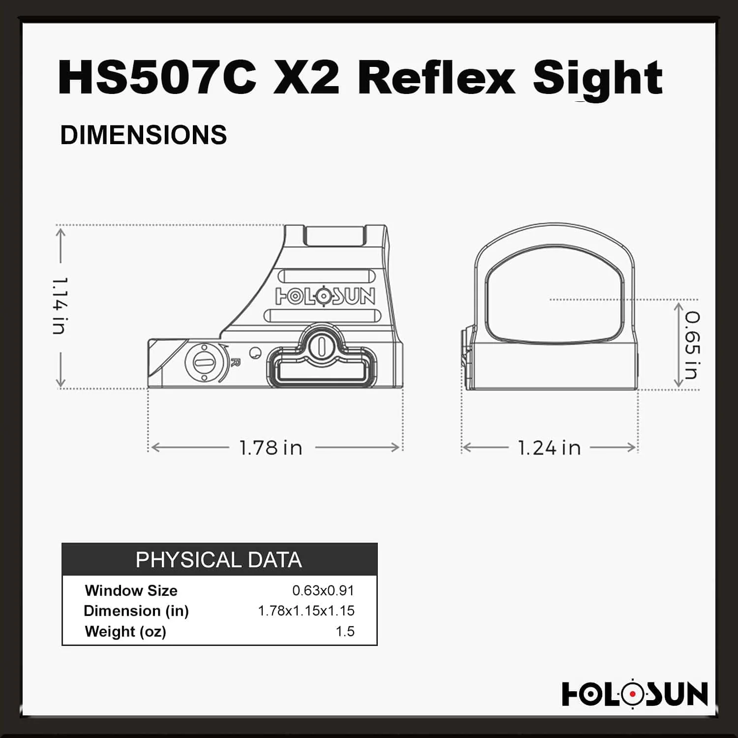 Holosun 507C X2, 32 MOA Ring & 2 MOA Red Dot, RMR Footprint, MRS Reticle, Side Battery, Solar Failsafe - HS507CX2 - Image 7