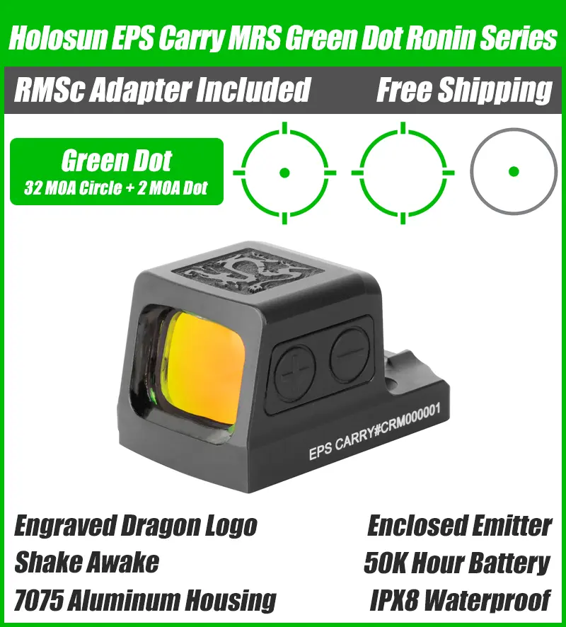 Holosun EPS Carry - Ronin Series - Red Dot - Green Dot - Engraved Ronin Dragon Logo - Image 2