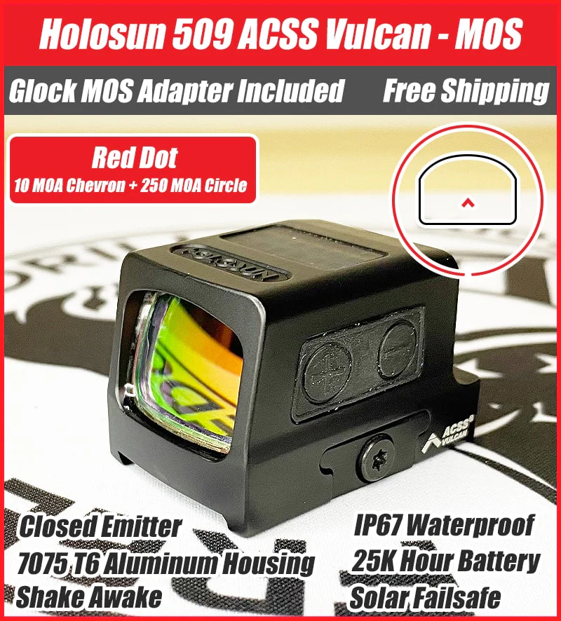 OPEN BOX [LIKE NEW] Holosun 509 ACSS Vulcan Red Dot w/ Glock MOS Mounting Plate