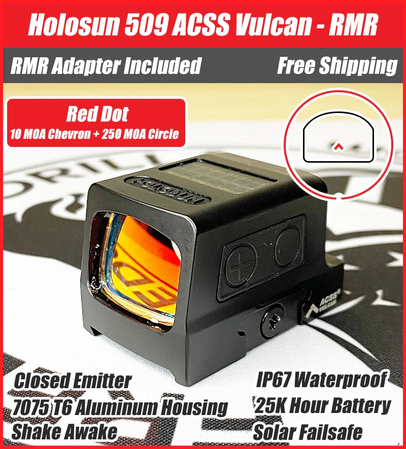OPEN BOX [LIKE NEW] Holosun 509 ACSS Vulcan Red Dot w/ RMR Mounting Plate