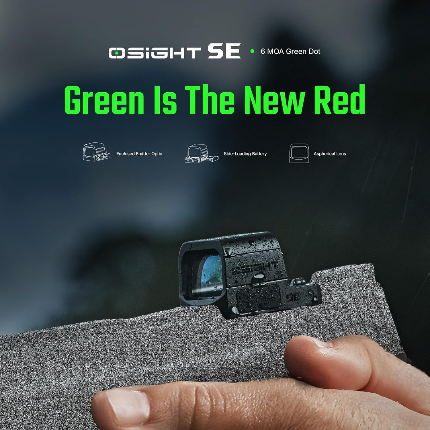 Osight SE Enclosed Green 6 MOA Dot, Side Battery, RMSc Footprint - Image 9