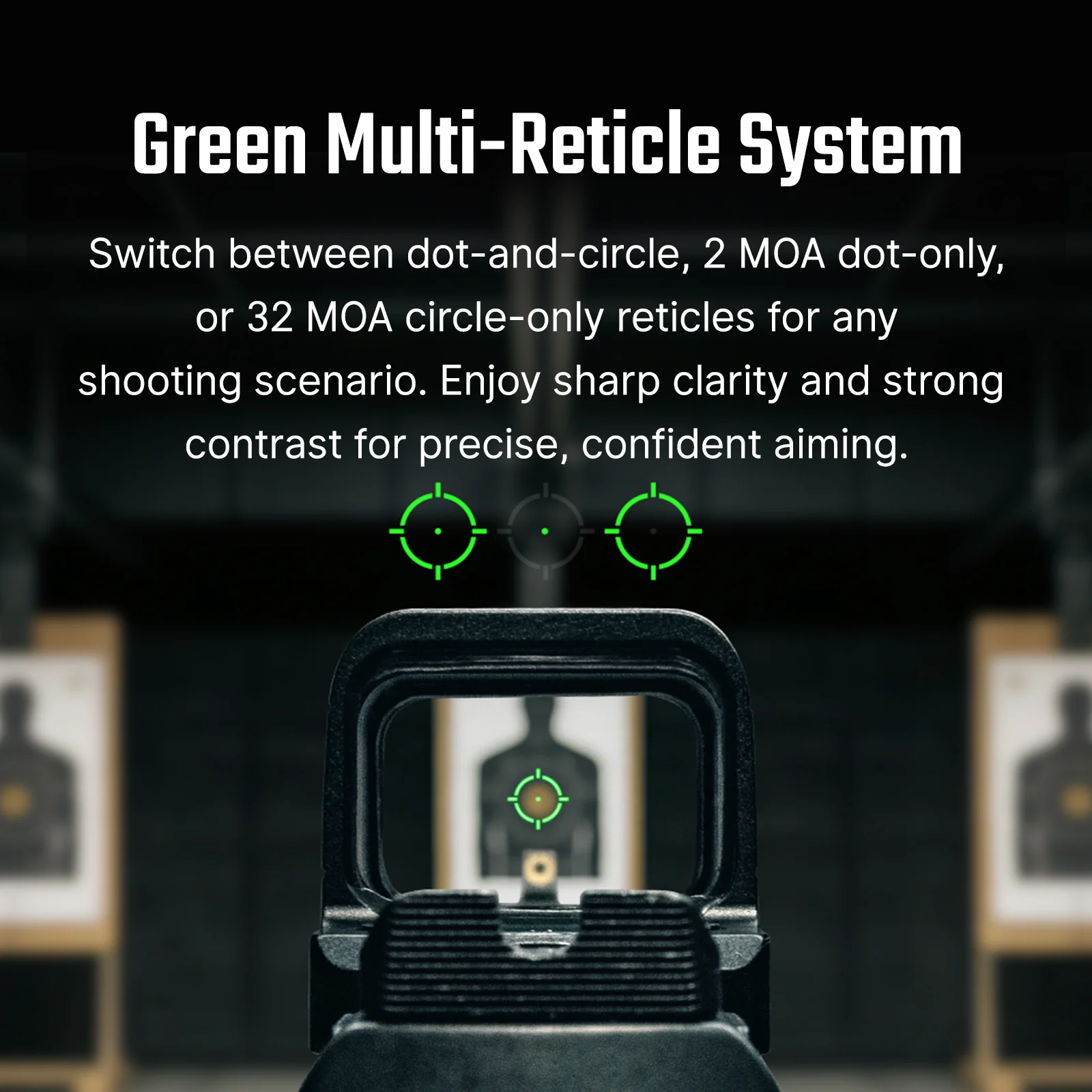 Osight SE Enclosed Green MRS Reticle 2 MOA Dot + 32 MOA Circle, Side Battery, RMSc Footprint - Image 3
