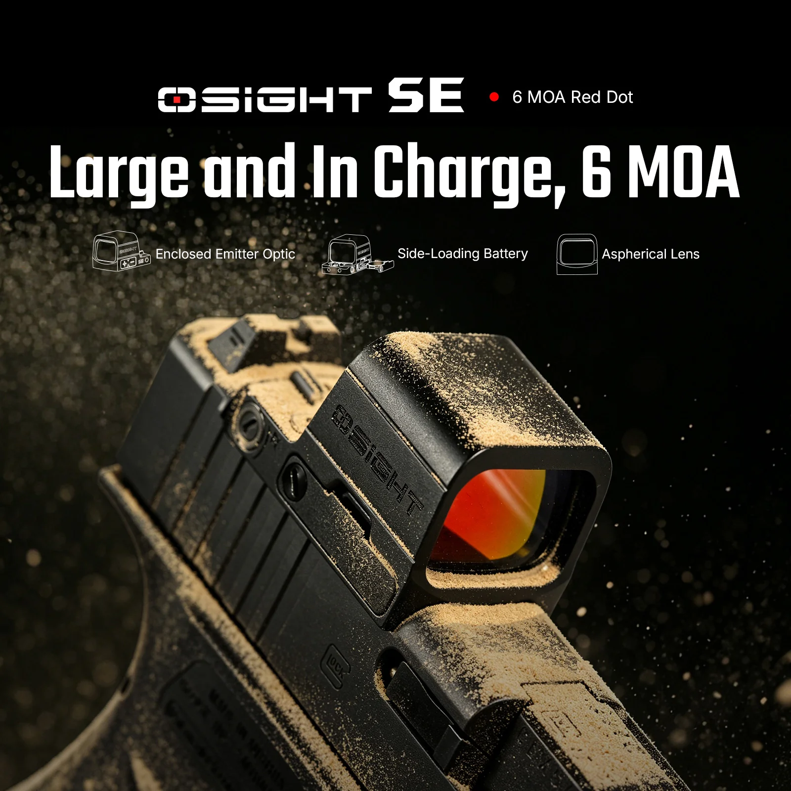 Osight SE Enclosed Red 6 MOA Dot, Side Battery, RMSc Footprint - Image 4