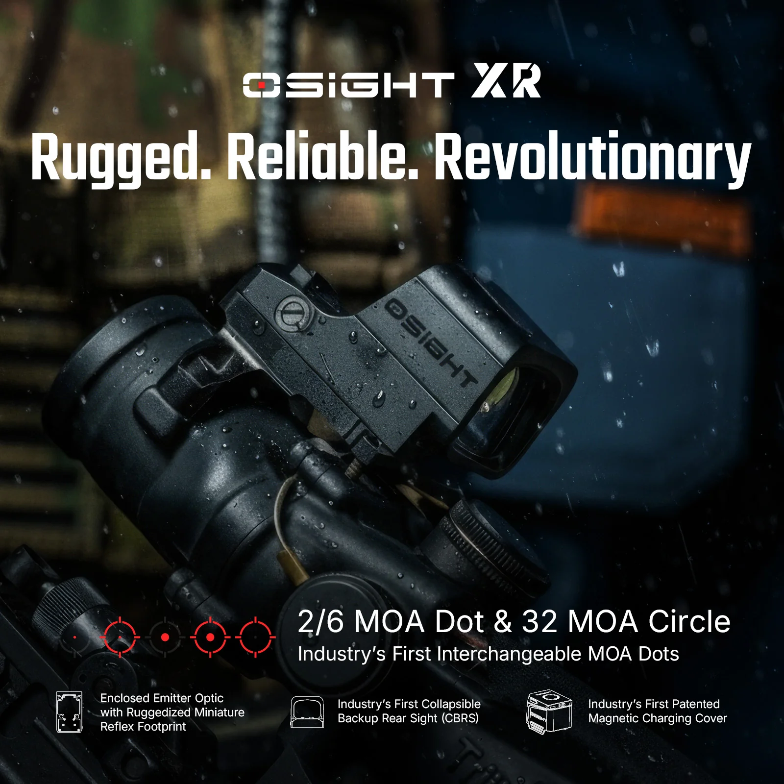 Osight XR Enclosed Red Dot Sight, RMR Footprint, 2/6+32 MOA Multi-Reticle System - Image 12