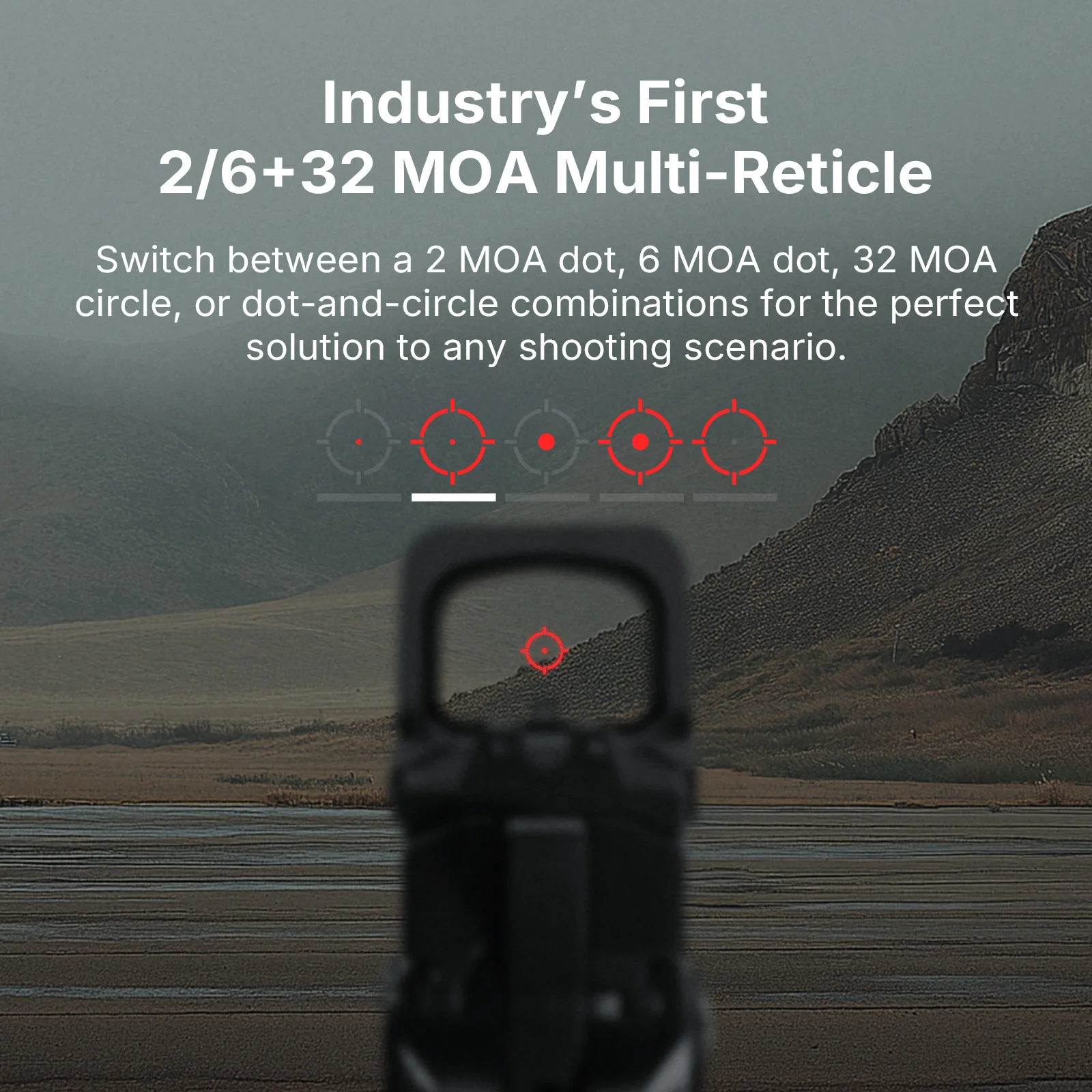 Osight XR Enclosed Red Dot Sight, RMR Footprint, 2/6+32 MOA Multi-Reticle System - Image 13