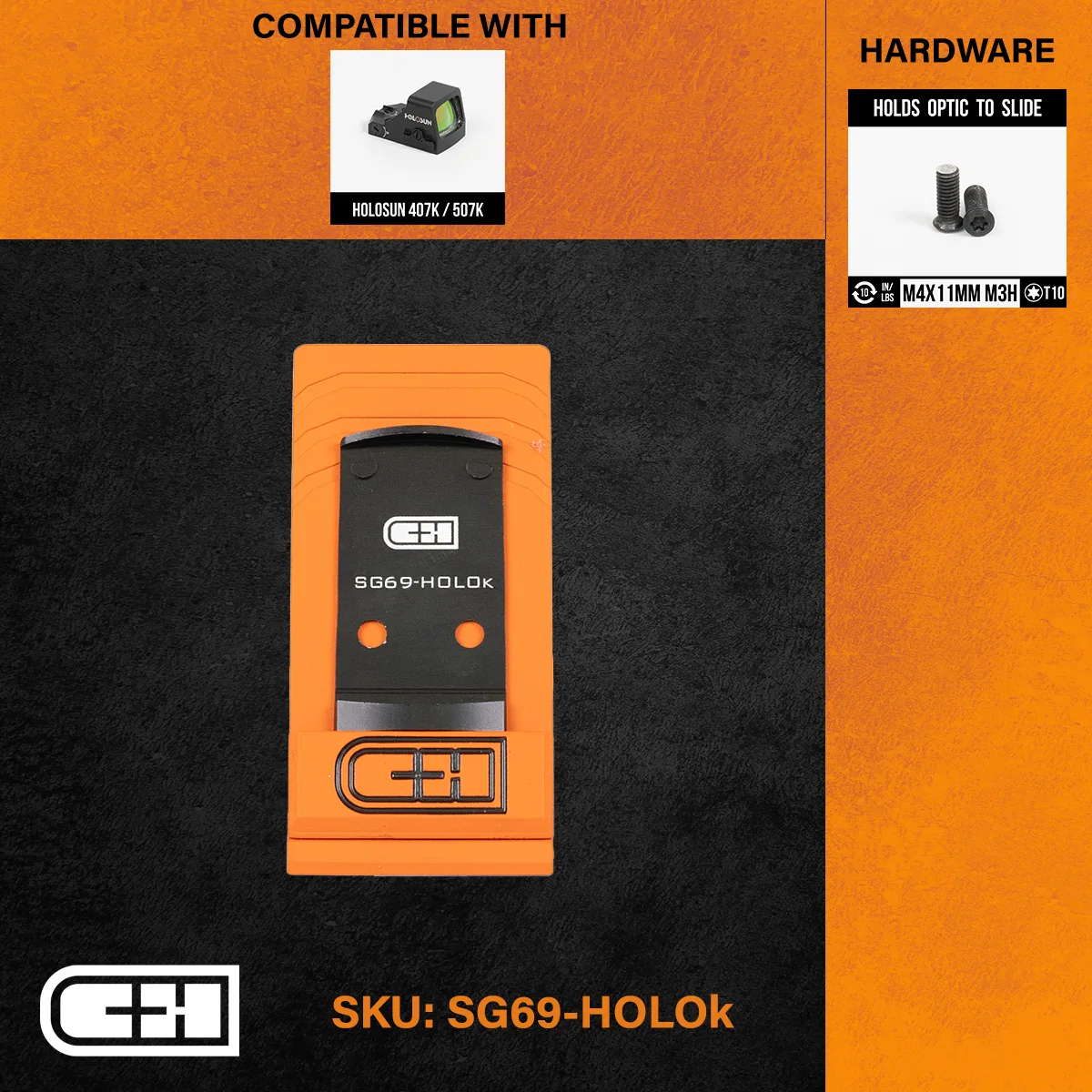 Sig P226/P229 to Holosun 407K/507K/EPS Carry for Romeo 1 Pro Cut Slides Only - Adapter Plate CHPWS - SG69-HOLOk - Image 3