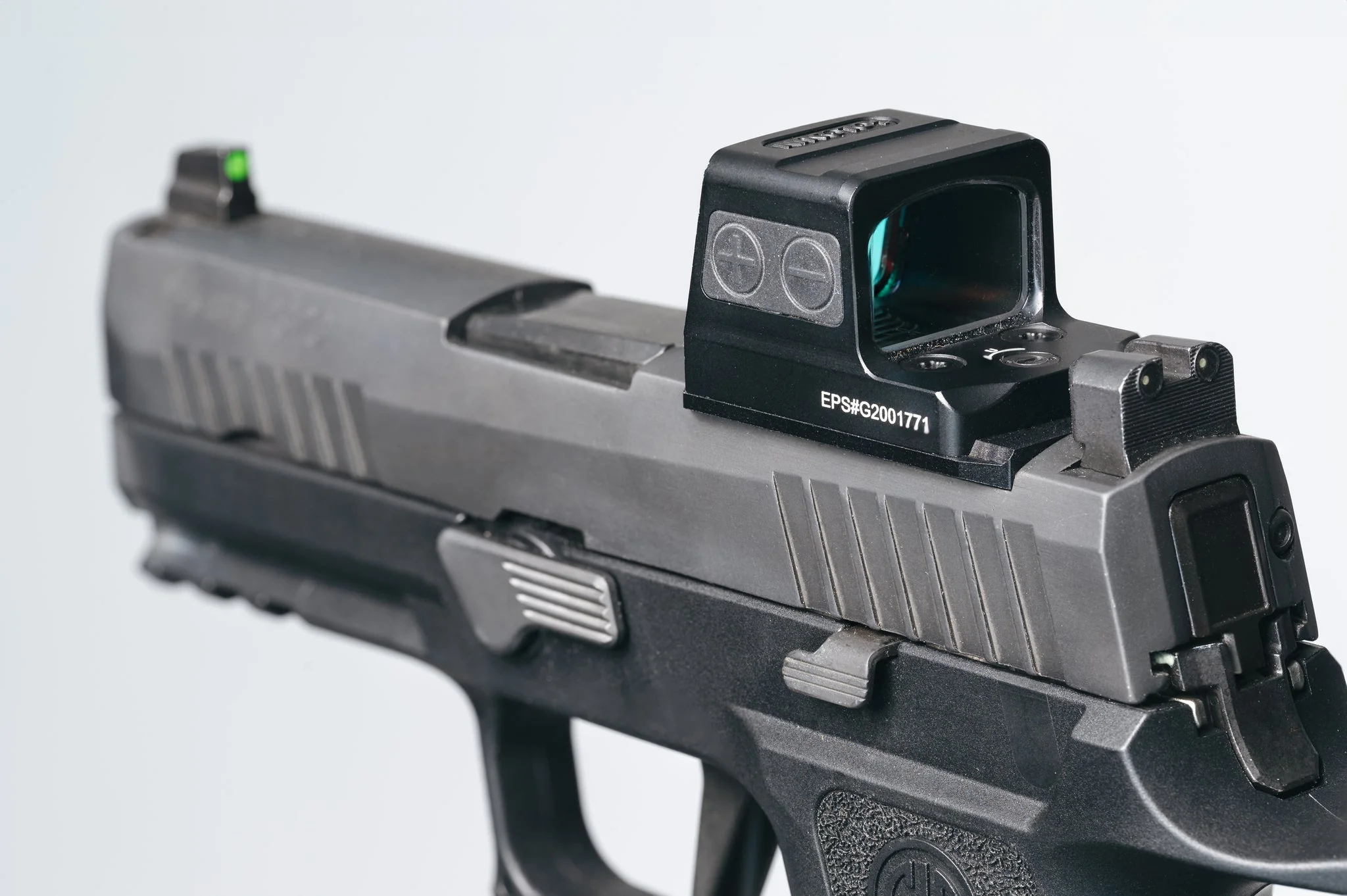 Sig P320/226/229 Romeo 1 Pro Cut Optic Plate With Rear Dovetails Attached to Holosun Full Size EPS - Calculated Kinetics - Image 2