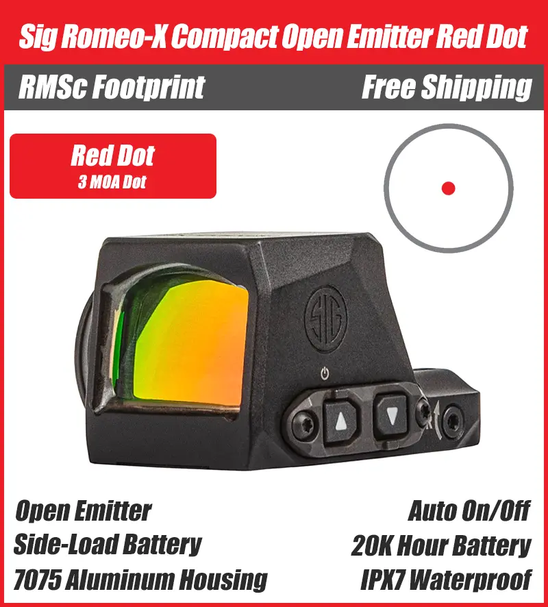SIG ROMEO-X Compact Open Emitter Red Dot - 3MOA, 6MOA, Circle Dot - RMSc Footprint - SORX1200, SORX1231, SORX1260 - Image 2