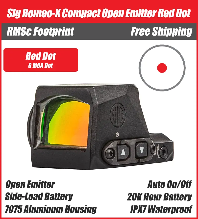 SIG ROMEO-X Compact Open Emitter Red Dot - 3MOA, 6MOA, Circle Dot - RMSc Footprint - SORX1200, SORX1231, SORX1260 - Image 3