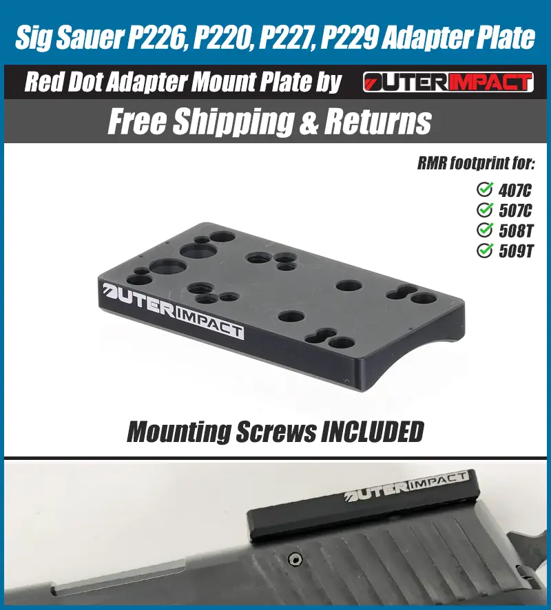 Sig Sauer P226, P220, P227, P229 Pistols Red Dot Adapter Mount Plate - OuterImpact