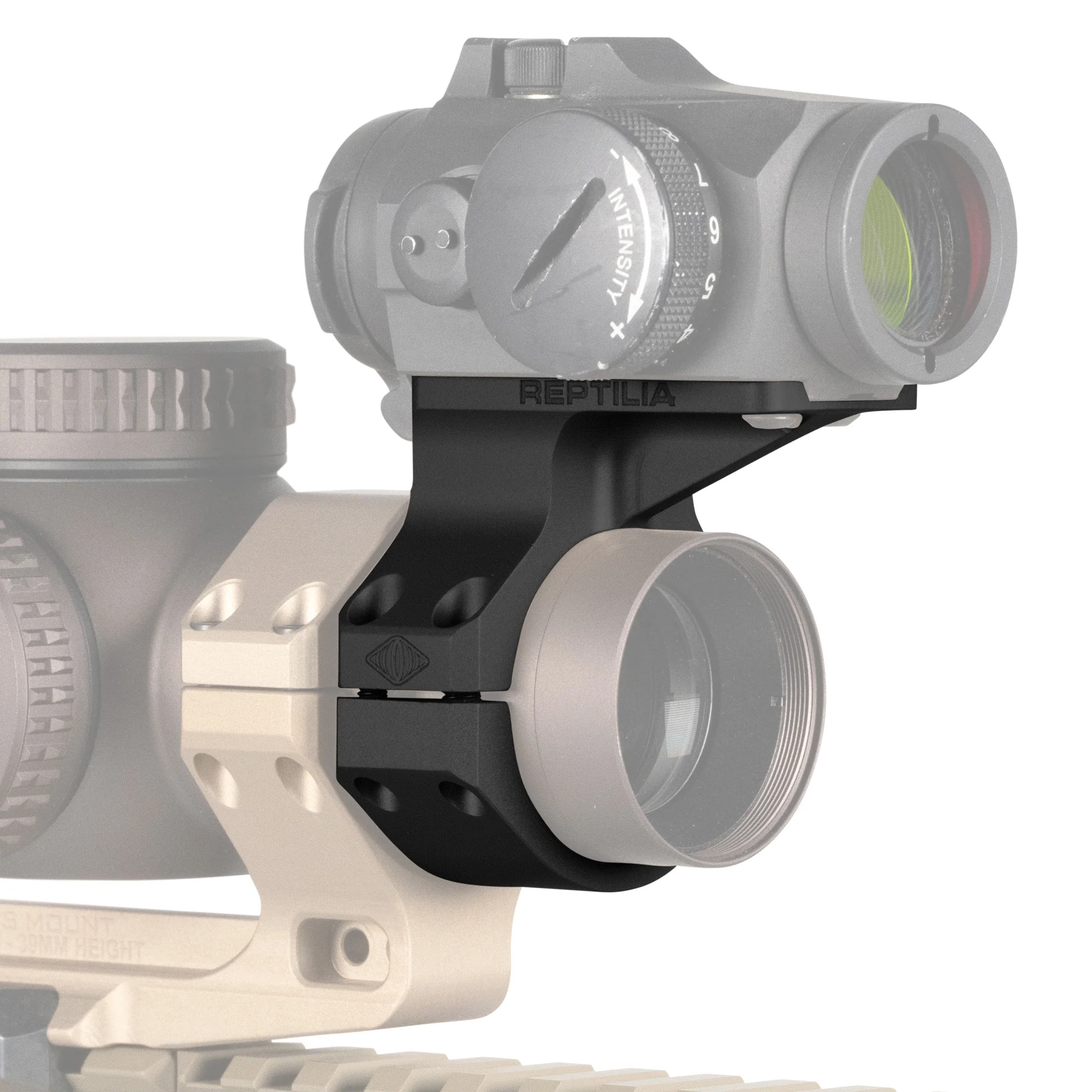 T1/T2 Red Dot Reptilia ROF-SAR Mount, Fits 34mm Scope Tubes, Black - REP100-216