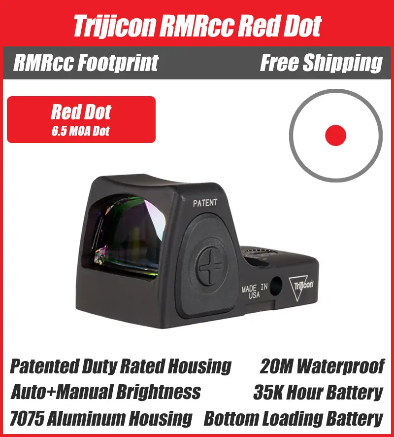 Trijicon RMRcc Micro Red Dot Sight Black - 7075 T6 Aluminum - Available in 3.25 and 6.5 MOA Versions - Image 2