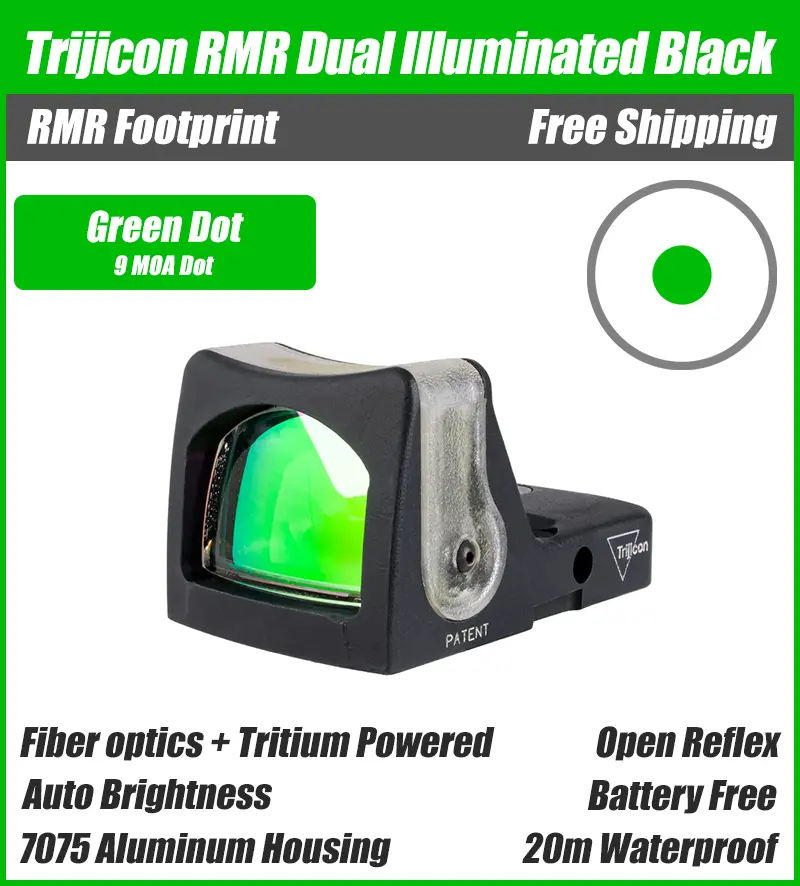 Trijicon Dual Illuminated Pistol Sight Black - 9 MOA - 7075 T6 Aluminum - Available in Green or Amber Dot - Image 2