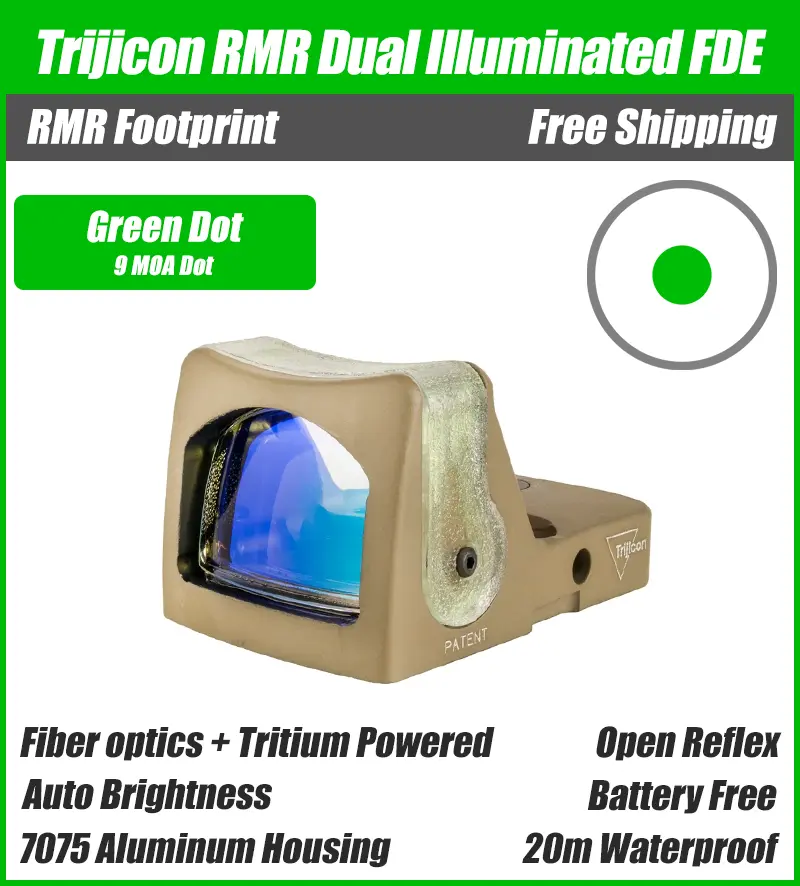 Trijicon Dual Illuminated Pistol Sight FDE - 9 MOA - 7075 T6 Aluminum - Available in Green or Amber Dot - Image 2