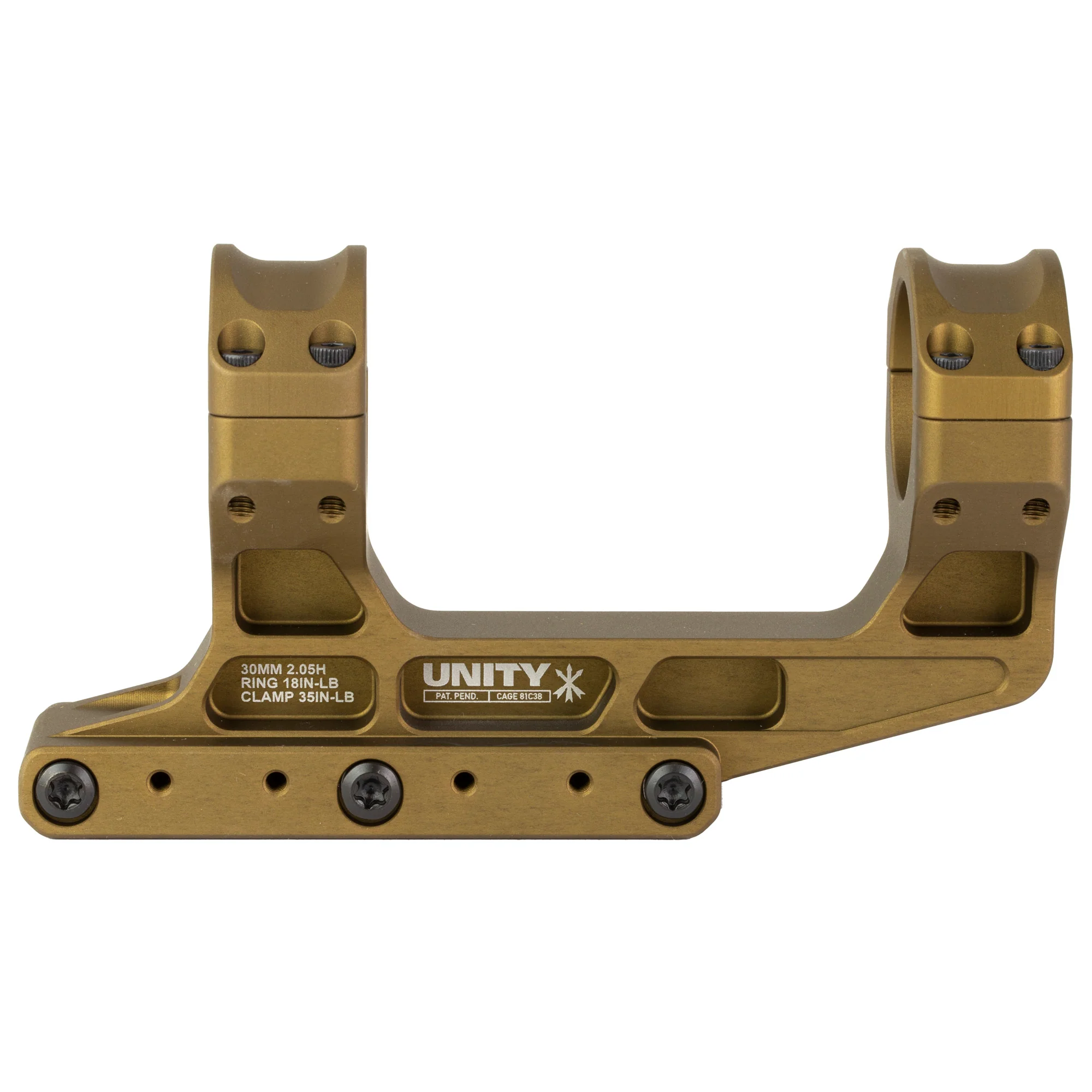 Unity Tactical FAST, 30mm Scope Rings, Flat Dark Earth Anodized - FST-S30205F - Image 3