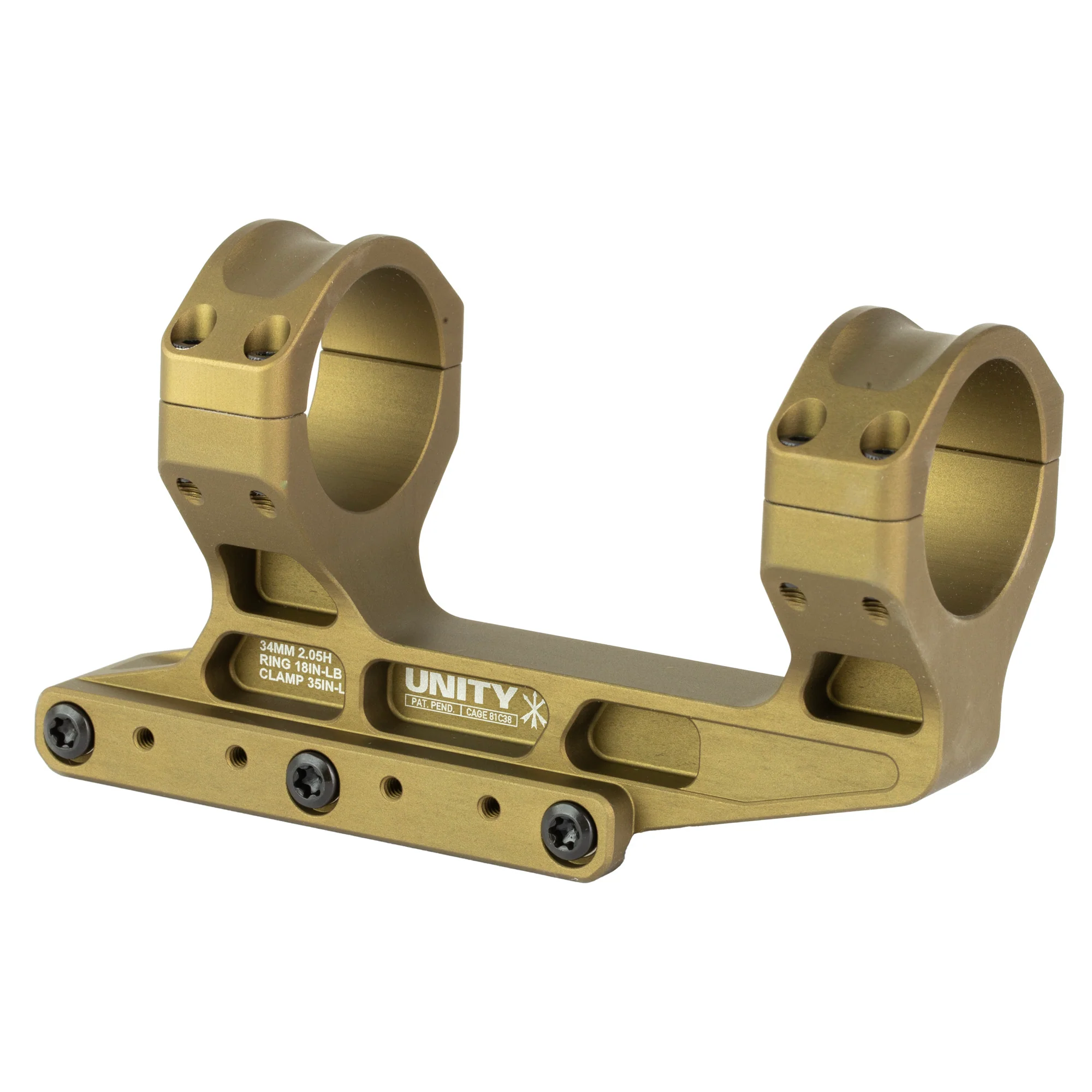 Unity Tactical FAST, 34mm Scope Rings, Flat Dark Earth Anodized - FST-S34205F - Image 2