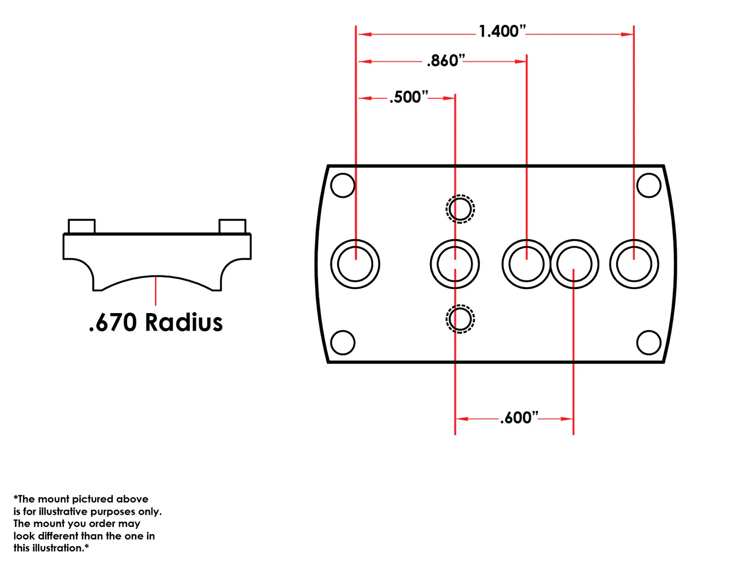 Universal Vortex Viper / Venom .670" Radius Sight Mount (fits Burris FastFire, Docter, Viridian RFX25) - Image 3