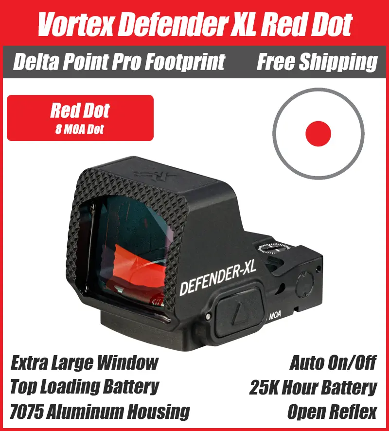 Vortex Defender XL Red Dot, 2/3/5/8MOA Options, DPP Footprint, DFXL-MRD2, DFXL-MRD5, DFXL-MRD8 - Image 3