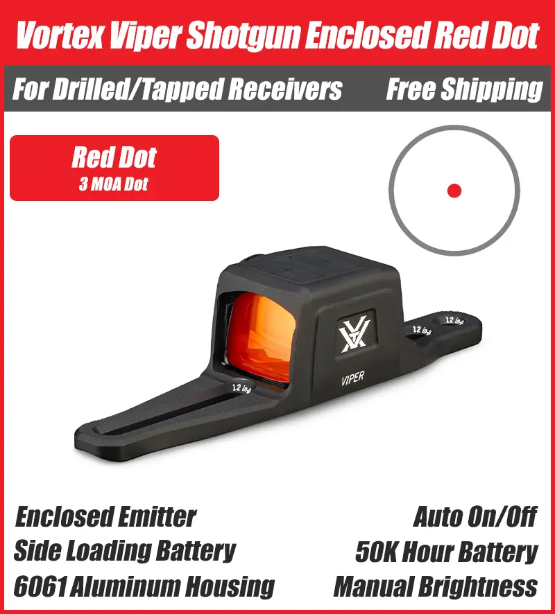 Vortex Viper Shotgun Enclosed Red Dot – Universal Mount For Tapped/Drilled | 3 MOA or Multi-Reticle - Image 2